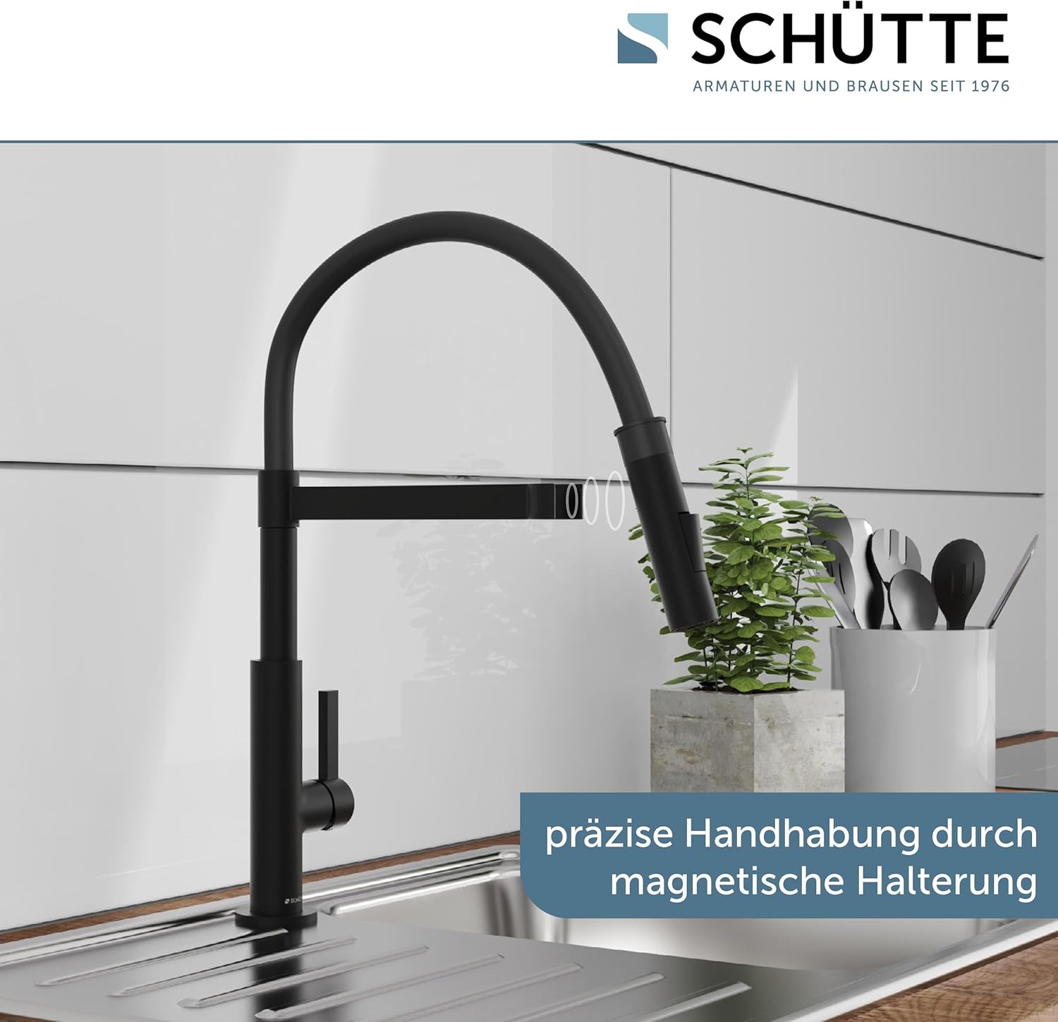 Image showing the magnetic docking feature of the faucet's pull-out spray