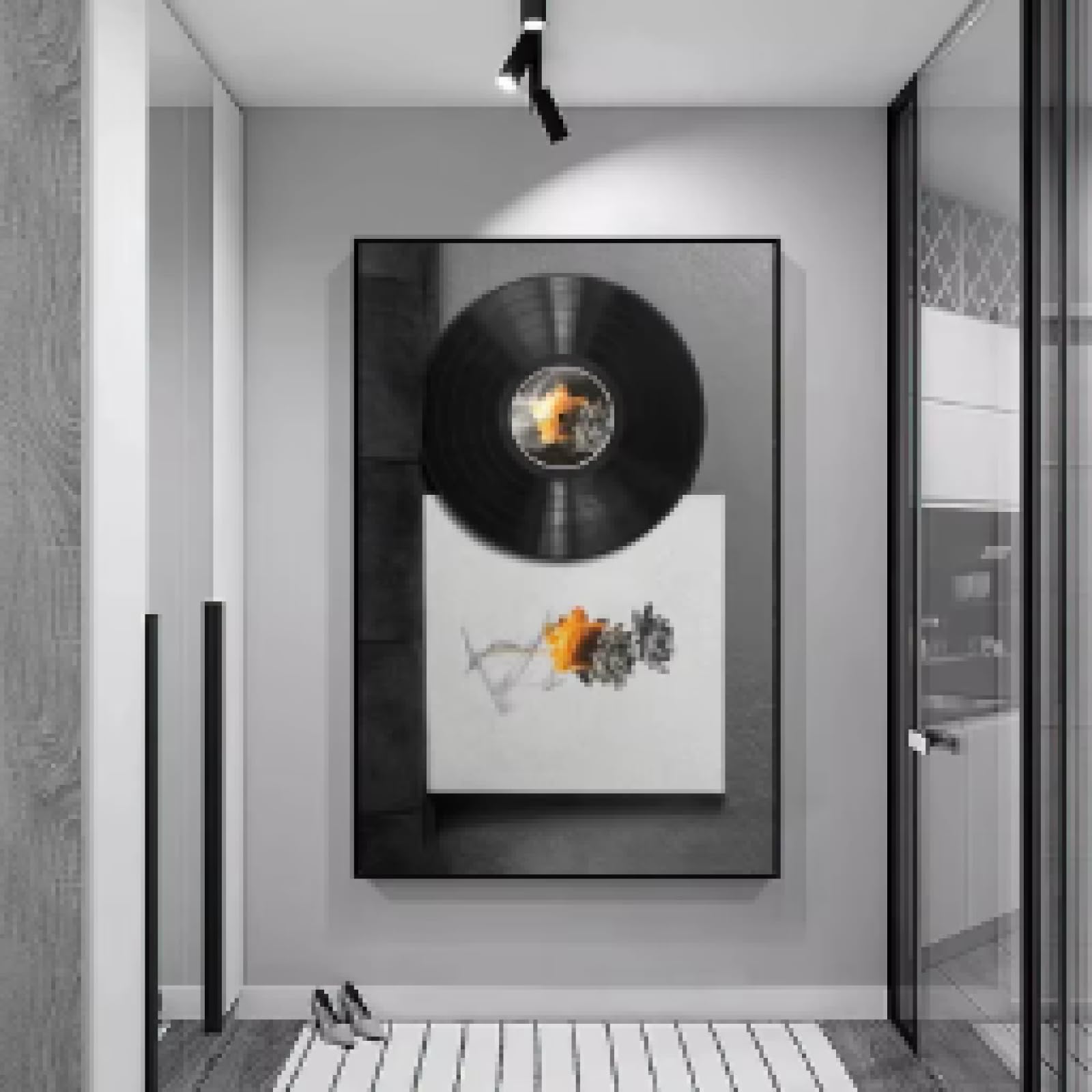 BMGKYAGL Retro płyty winylowe plakaty abstrakcyjne wydruki na płótnie sztuka ścienna obraz do salonu nowoczesna dekoracja domu 80 x 120 cm bez ramy