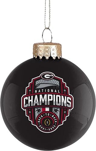 Bulldogs NCAA 2022 - Adorno de campeones nacionales de fútbol americano universitario de Georgia 2022, adorno de árbol de bola de vidrio de 2 58