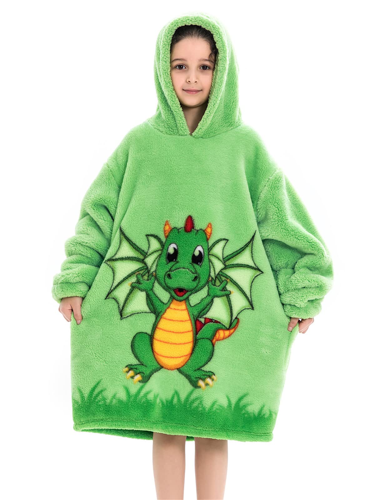 Imbry Boys Girls Oversized Blanket Hoodie for Kids Toddlers Hooded Wearable Blanket Warm TV Blanket Sweatshirt with Pocket 2-12 Years