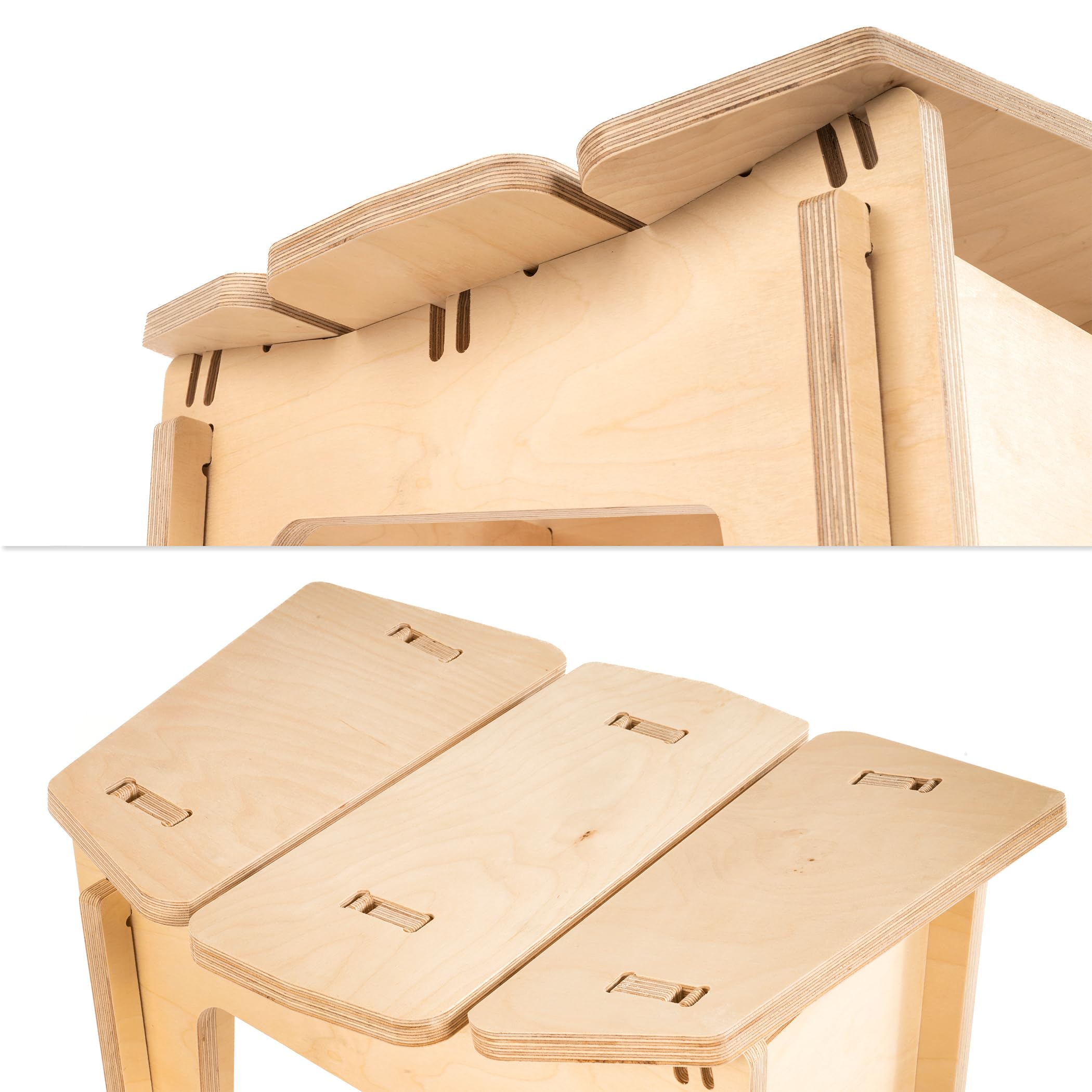 Taburete bajo de madera natural de abedul, ergonómico, altura 46 cm, asiento contorneado, silla pequeña de cocina, taburete de bar, comedor, taberna o terraza.
