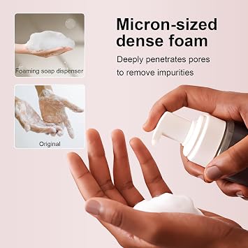 Foam Pump Bottle 1.7oz Travel Foaming Pump Bottle, TSA Approved, 4 Pack Mousse Foam Soap Dispenser Plastic Mini Empty Refillable Containers for Shampoo, Shower Gel, Hand Soap, Facial Cleanser