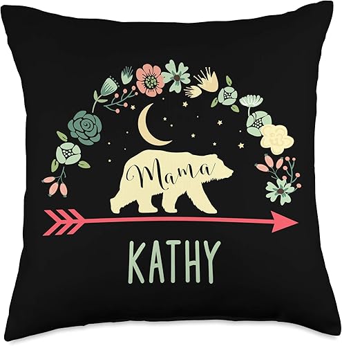 Mama Bear Kathy Name Gifts Kathy - Cojín de cojín para decoración del hogar, 18.0 x 18.0in, multicolor