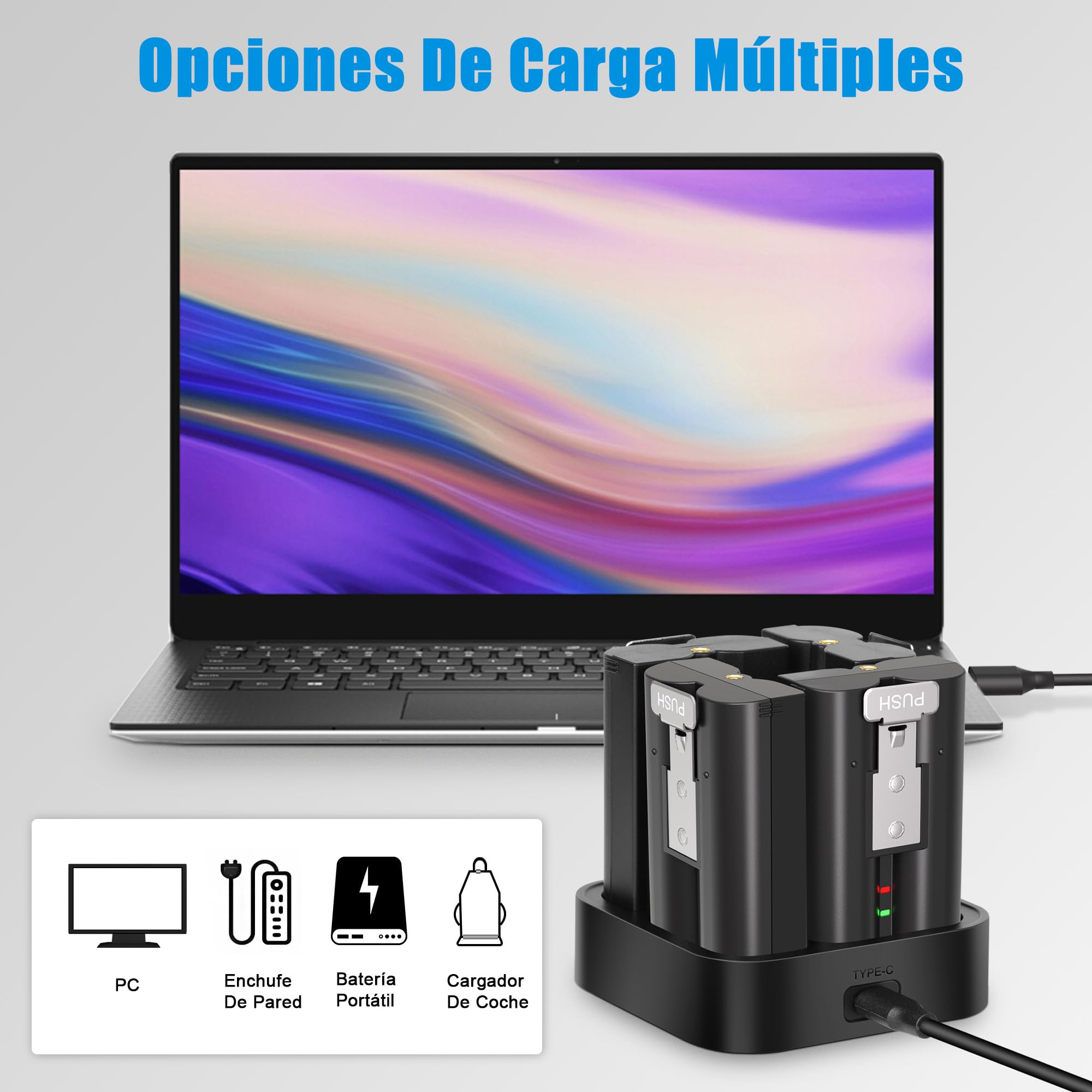 JYJZPB 4 Baterías de Repuesto para Ring Doorbell, Baterías Recargables para Cámara de 7200mAh 3,65V con Base de Carga Compatibles para Ring Video Doorbell 2/3/3 Plus/4, Spotlight CAM, Stick Up CAM