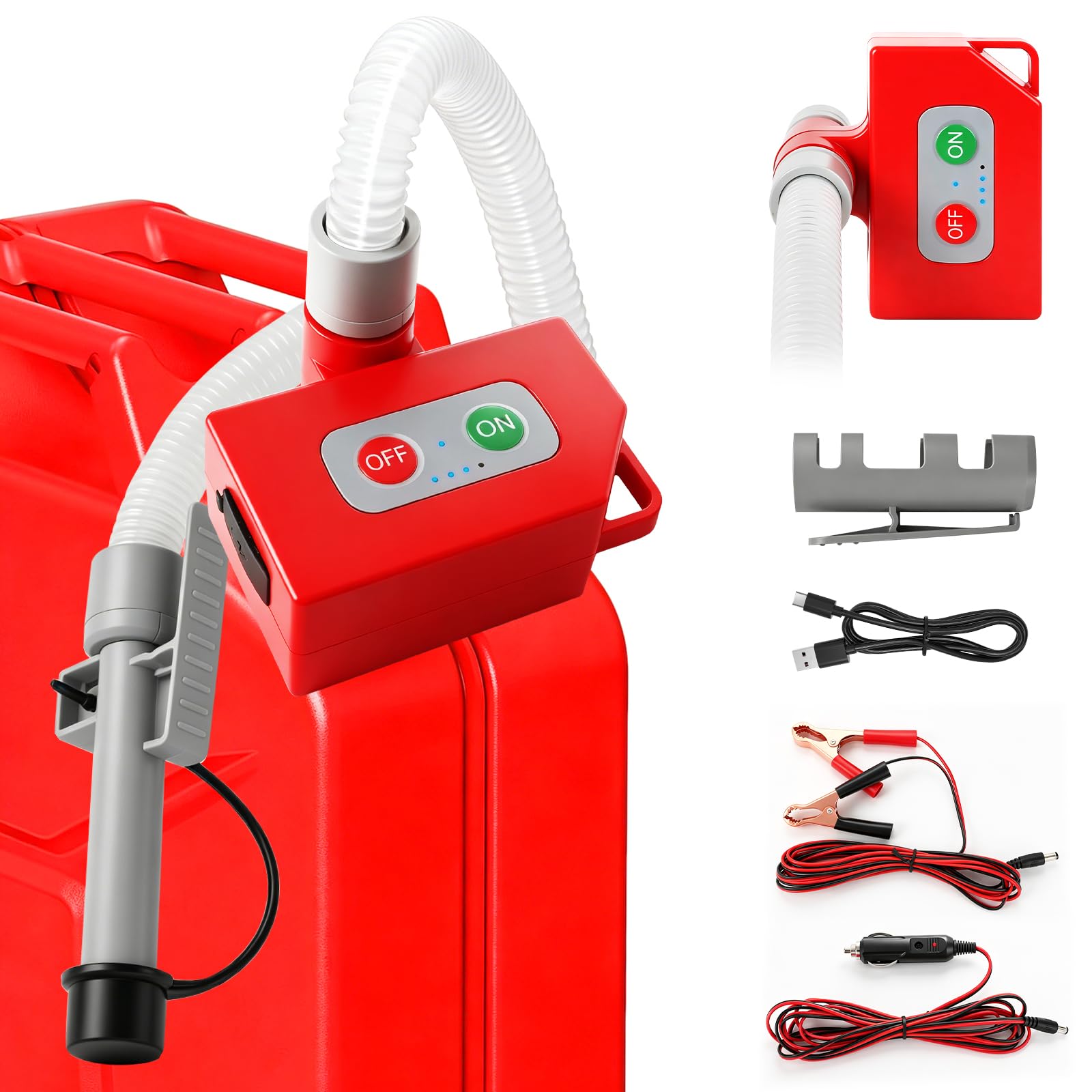 Bomba de Transferencia de Combustible con Sensor de Parada Automática, Bomba de Trasiego Combustible con Adaptador, transferencia eléctrica con manguera de 1,8 m para gasolina, diesel (sin bidón)