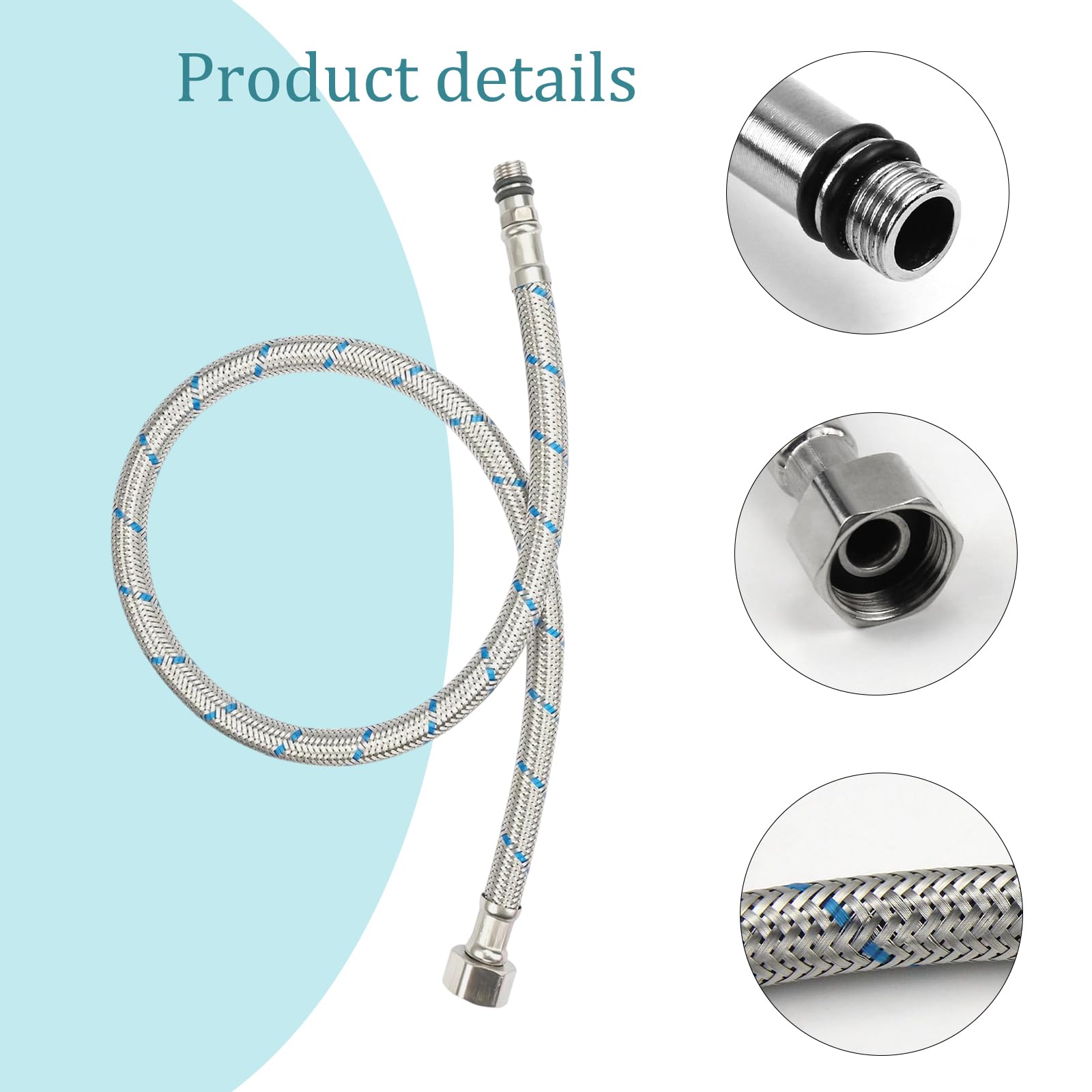 2 Stück Flexschlauch 60 Cm G3/8 X M10 - Edelstahl Panzerschlauch Für Küchenarmatur