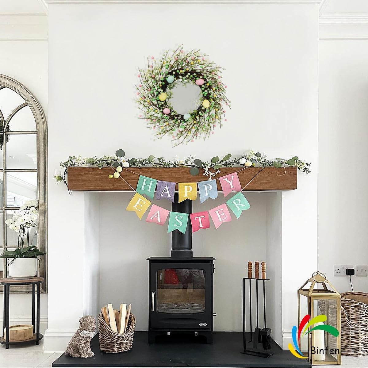 20" Easter Wreath – Pink, Green Yellow Berry & Egg Wreaths for Front Door, Spring Easter Wreath Door Decor Outdoor Indoor - Image 7