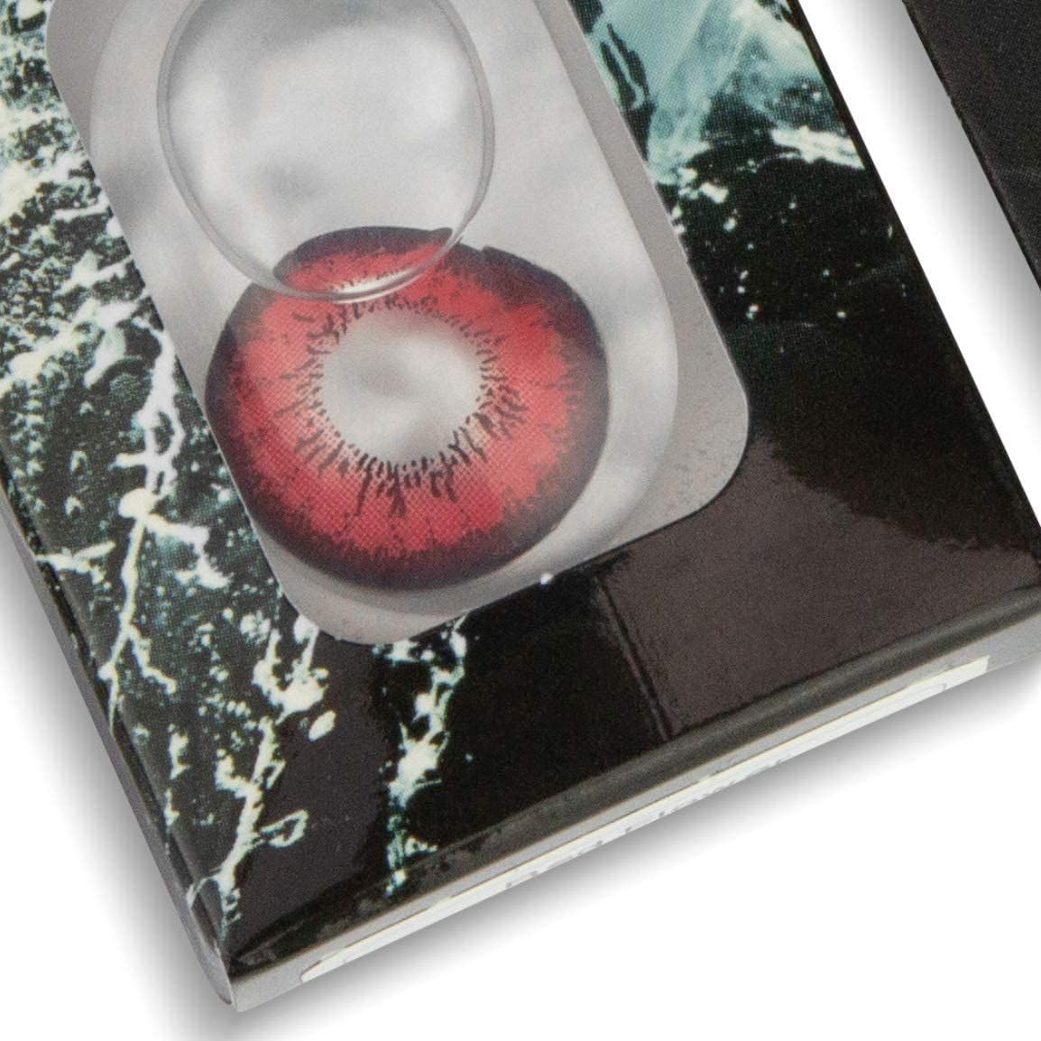 Lentillas de color rojo negro Red Flower 1 par. Cómodas y perfectas para carnaval de Halloween, cosplay de anime, blandas, sin dioptrías + recipiente de lentillas, sin graduación