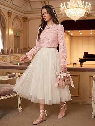 Lace Tops for Women Long Sleeve Eyelet Holiday Shirts | eyelet lace tops; Boho Blouse, Eyelet lace; Flower Embroidered blouse; Button Down Tops; Elastic cuff shirt
