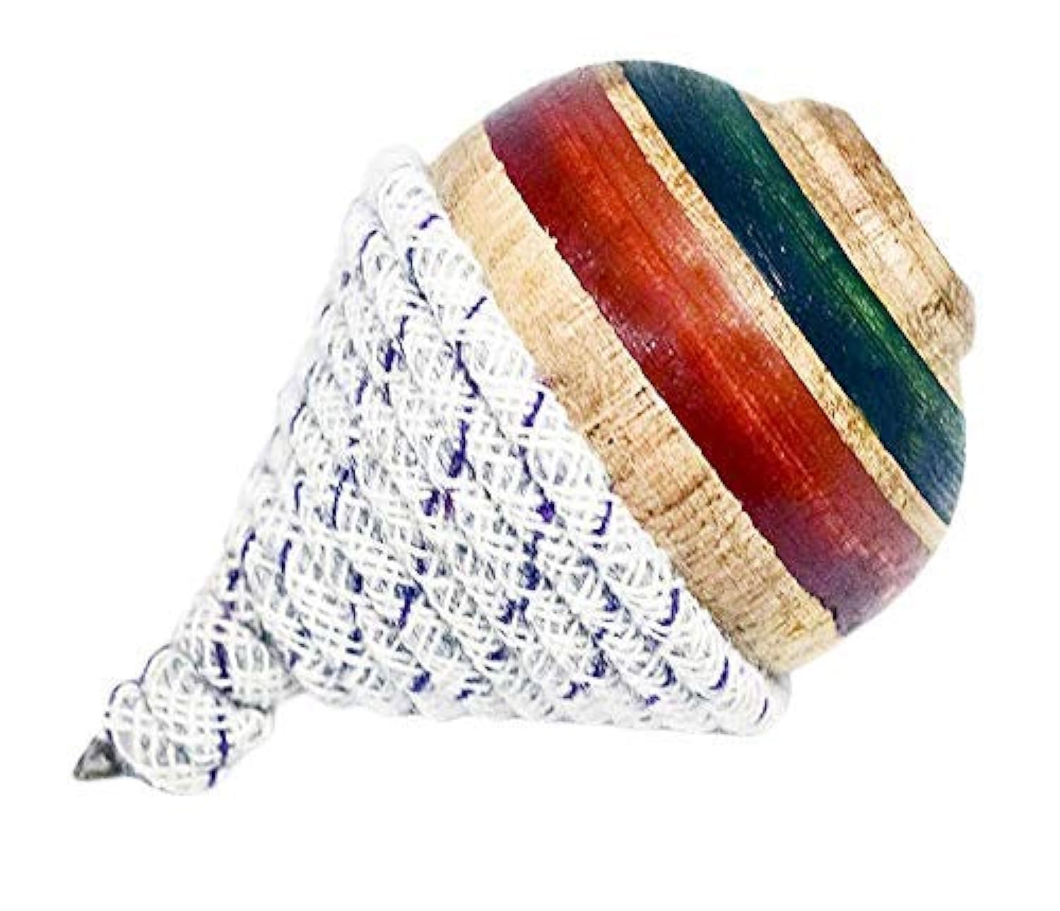 SSKR Traditional Wooden Spinning Tops Bongaram/Buguri/Lattoo/Bhavra/Bambaram with Long String - Pack of 2