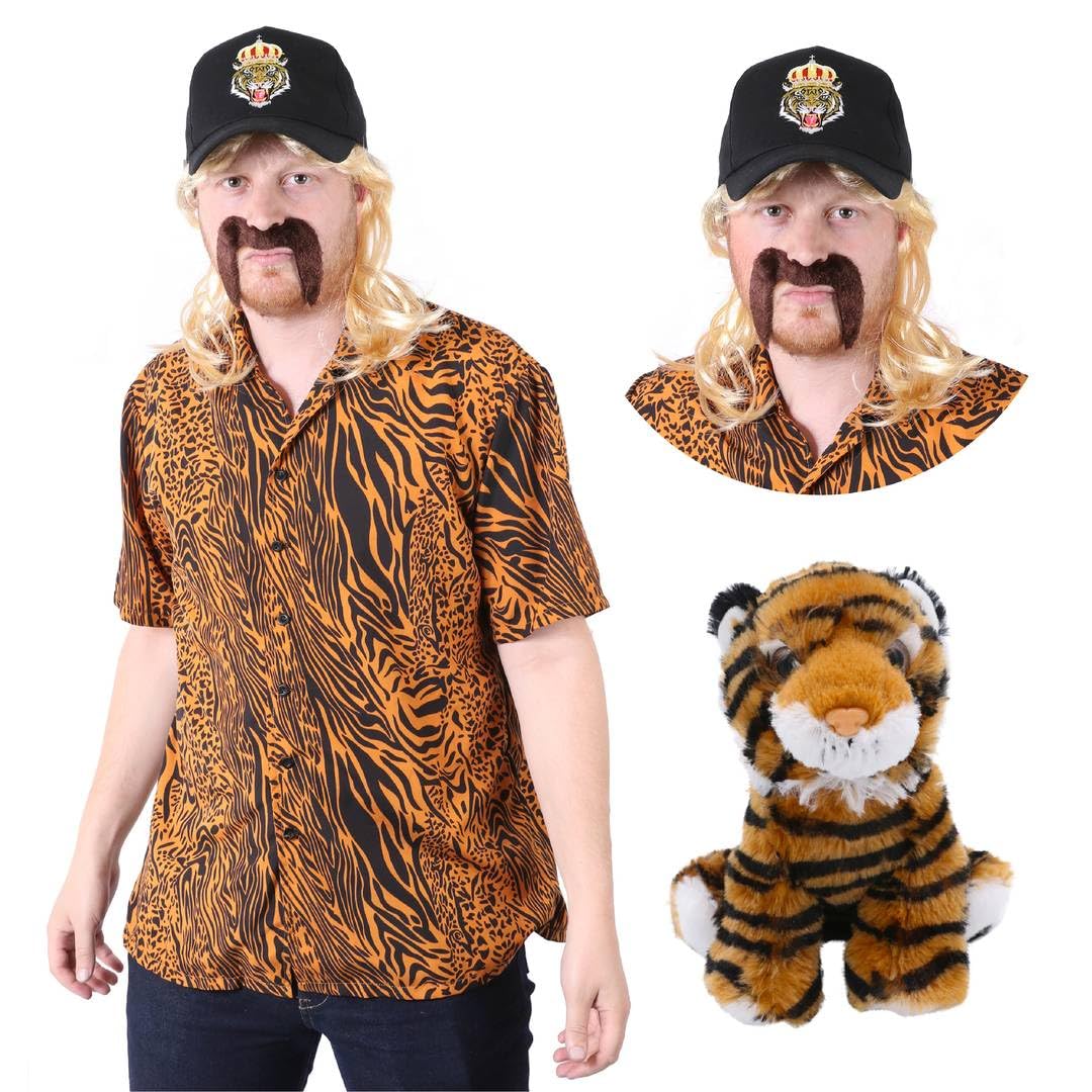 I LOVE FANCY DRESS Tiger King Joe Exotic Fancy Dress - Adults Cult Icon Costume With Hat, Wig, Moustache & Soft Toy - Reality T.V. Show Novelty Costume (XXX-Large)