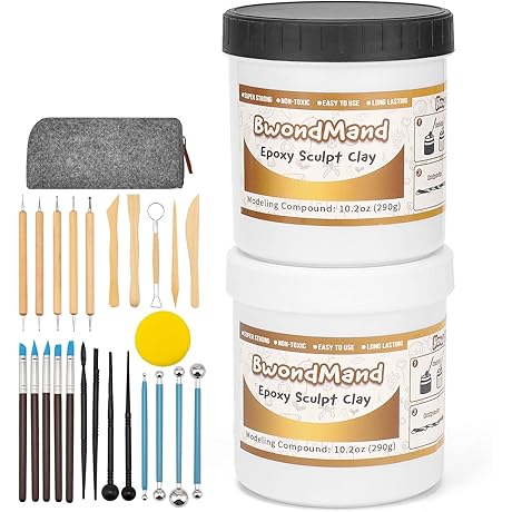Sculpts Epoxy Clay with 24 Pc Tools Kit, 2 Part Sculpting Compound,...