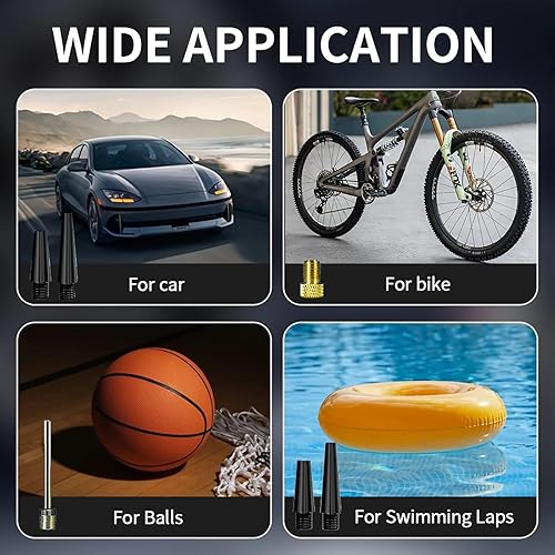 Miniatura 8 de Inflador de neumáticos, compresor de aire portátil inalámbrico, bomba de bicicleta con pantalla digital de valores duales, manómetro de 150 PSI,