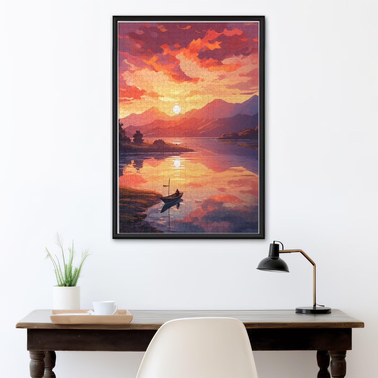 5000 sztuk puzzli dla dorosłych, kreatywne niemożliwe puzzle dla dorosłych początkujących, duża drewniana układanka z plakatem i pudełkiem do przechowywania, wystrój domu, motyw: zachód słońca i góry