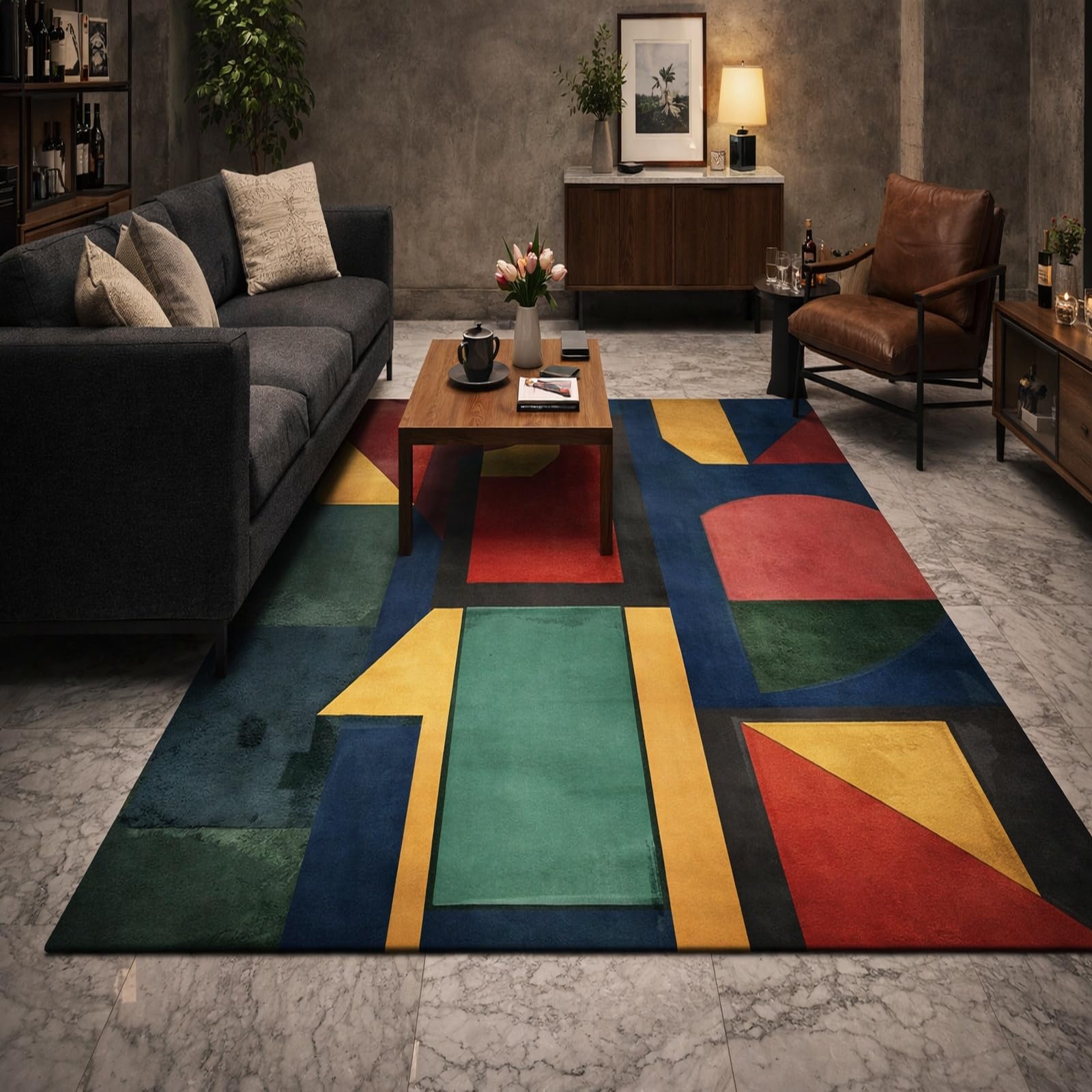 Tapis de chambre adulte grande taille rouge pour créer un cocon moderne