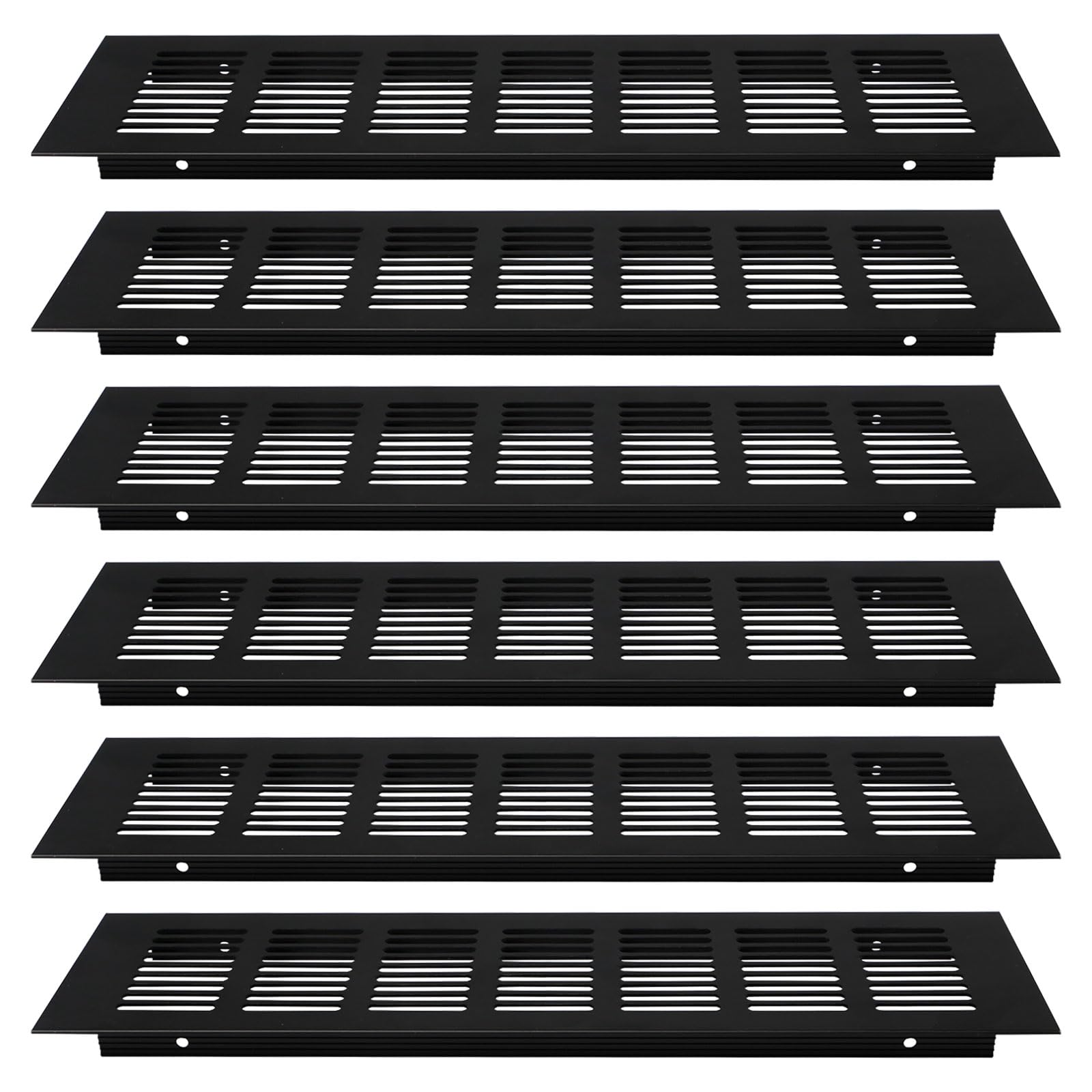 Pilikoll 6 Pcs 80mm x300mm Black Aluminum Alloy Kitchen Air Vent Grille Cover Furniture Metal Ventilation Cover Walls Ventilation Grilles Aluminum Air Vent Cover for Kitchen Plinth, Cabinet, Door, Flo