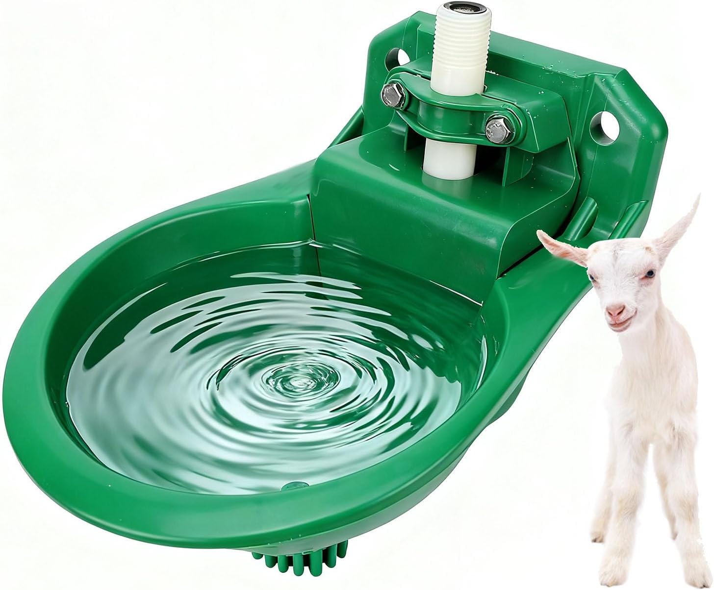 HEEPDD Automatic Sheep Water Bowl, Plastic Goat Water Feeder with Brass Valve for Farm Livestock Drinking Trough Durable Thickened Design