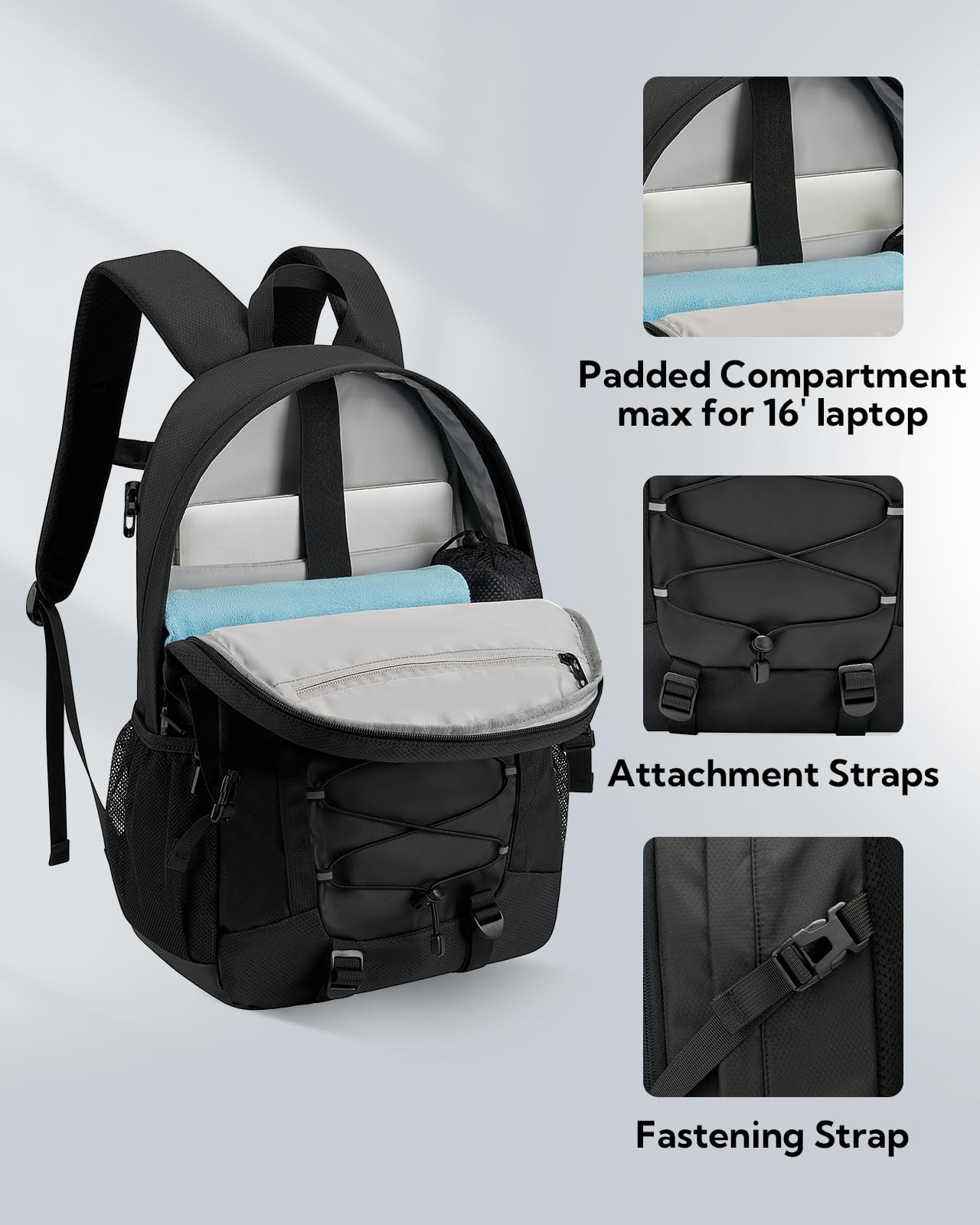 WATERFLY 25L Wanderrucksack Herren Damen: Sport Trekkingrucksack Leicht Rucksack Outdoor Daypack mit Abnehmbare Brustschnalle für Wandern Reisen Camping