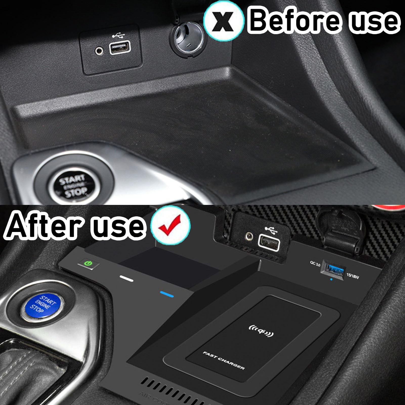 CenNa Caricabatteria per Auto Wireless per Ni-ssan Sentra (2020-2023) Accessorio per Tutti I Modelli con Ricarica Wireless da 15 W E Ricarica USB Qc3.0, Regalo per La Famiglia