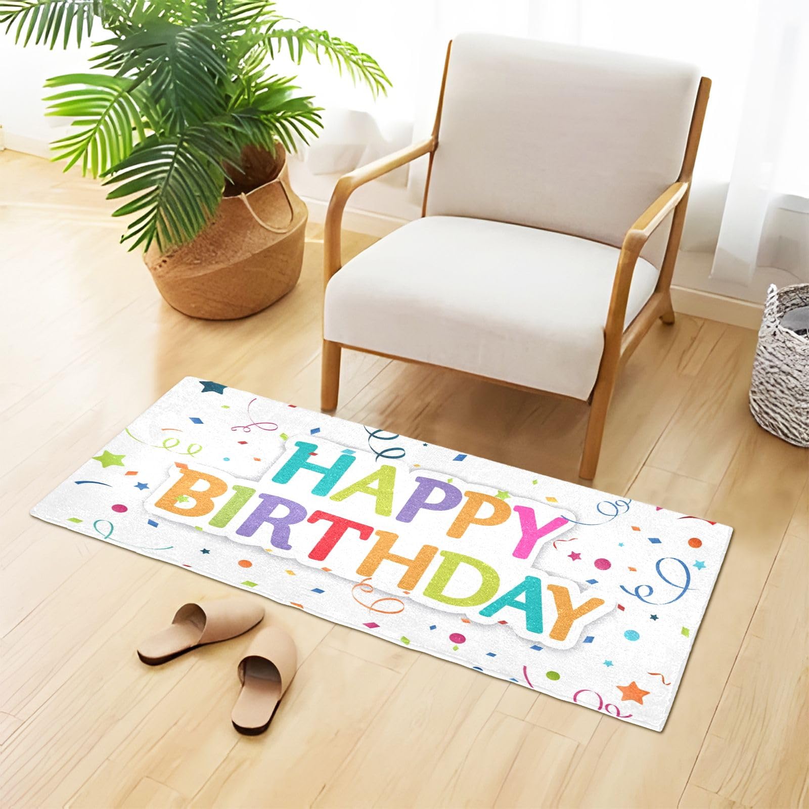 Happy Birthday Greetings Bathroom Rugs Fluffy Absorbent Bath Mat Soft Microfiber Machine Washable Kitchen Mat Non Slip Plush Carpet for Bathroom Floor Bathtub Shower Living Room