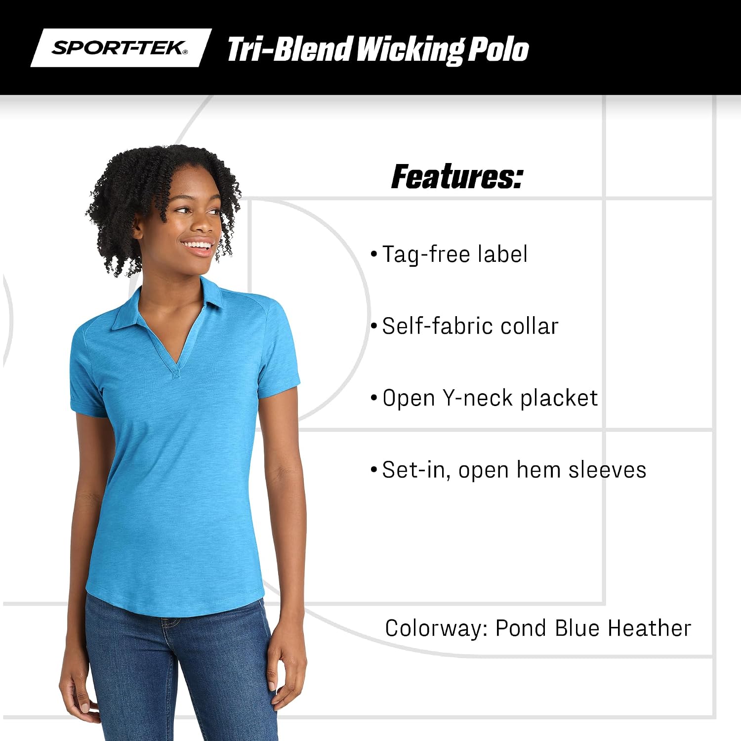 SPORT-TEK Women's PosiCharge Tri-Blend Wicking Polo | Ladies Collared Short Sleeve Shirt, Slim Fit Top for Casual Wear