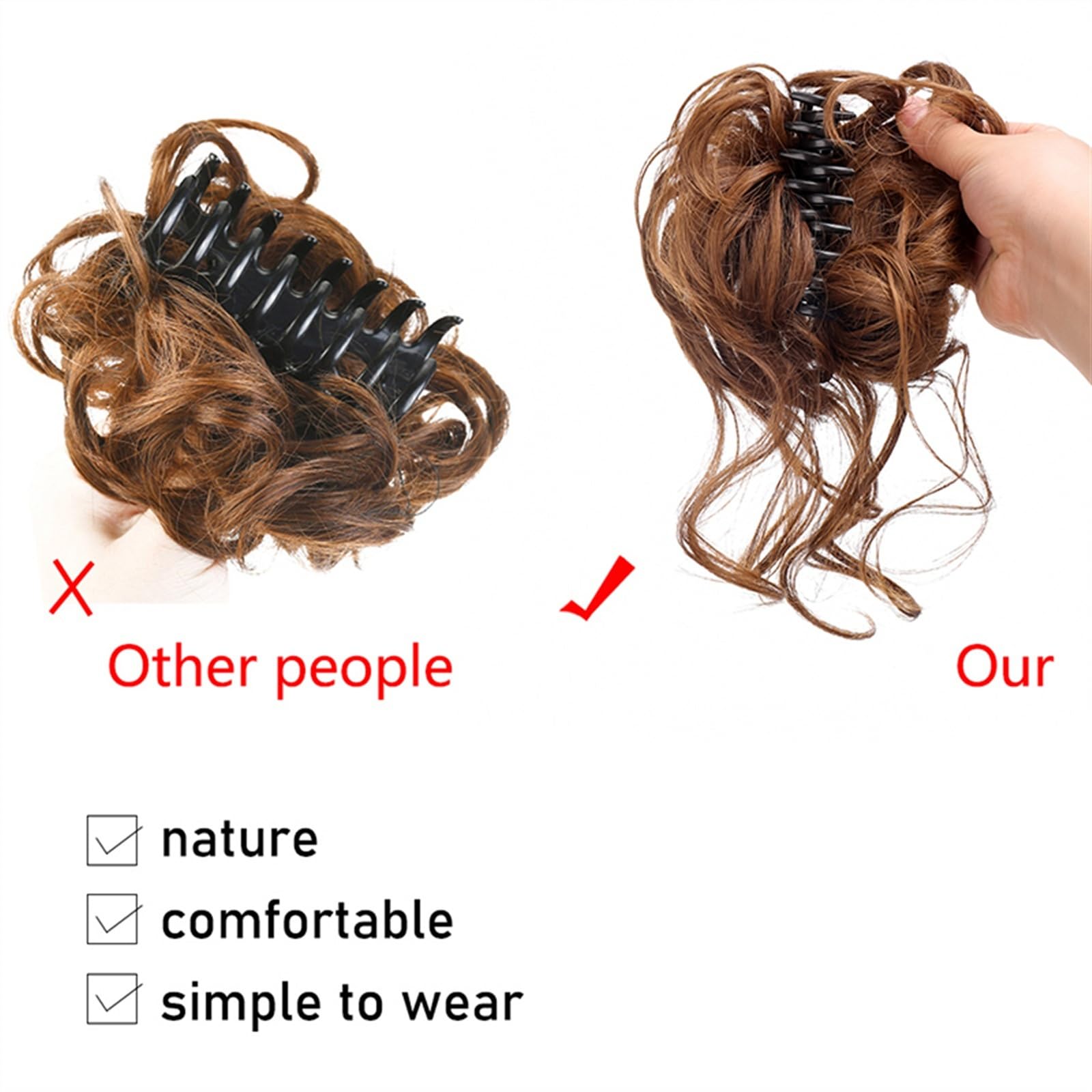 treski kok dla kobiet Syntetyczny Chignon Claw Clip-in Rozczochrany kok Kawałek falistych kręconych Przedłużanie włosów Chignon Potargane updo Włosy Koczki Kucyk Treski z klipsem dla kobiet Przedłuż