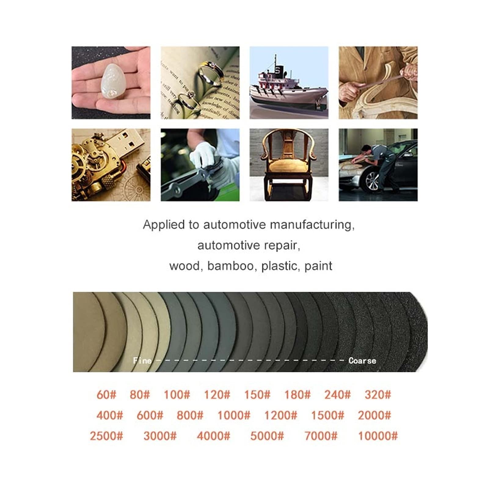 100pcs papel de lija impermeable de 2 pulgadas for lijar los ganchos y los anillos con carburo de silicio 60 a 10000 grit, for lijar seco o lijado seco(320)