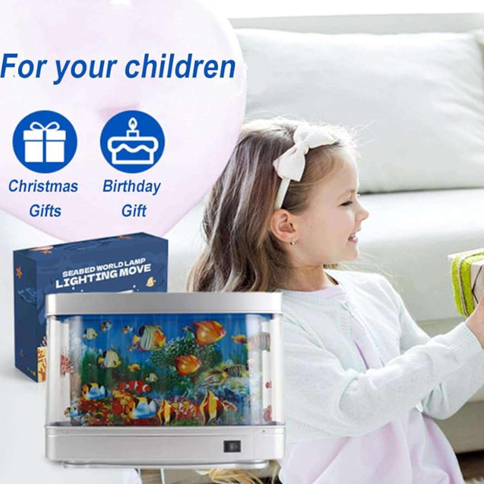 Acquario di pesci finti | Acquario artificiale con pesci in movimento, decorazione realistica, luce luminosa silenziosa per la camera dei bambini dei bambini notte compleanno