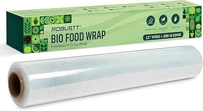 Robustt Bio Food Wrap Cling Film for Food Wrapping| 200 m ×12”| Keeps Food Fresh Eco-Friendly Transparent Wrapping roll | Ideal Cling Film for Food Wrapping