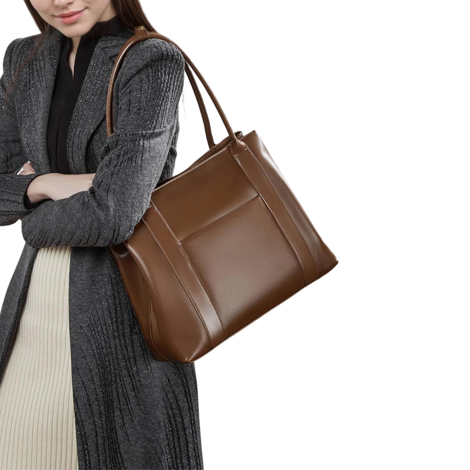 XXDML - Bolso grande de piel auténtica para mujer con asa superior