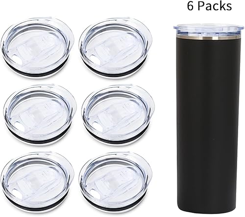 Miniatura 6 de Tapas de Repuesto para Vaso Delgado de 20 onzas, Paquete de 6, Tapas de Plástico Resistentes a Salpicaduras a Prueba de Derrames, 2.75 pulgadas de