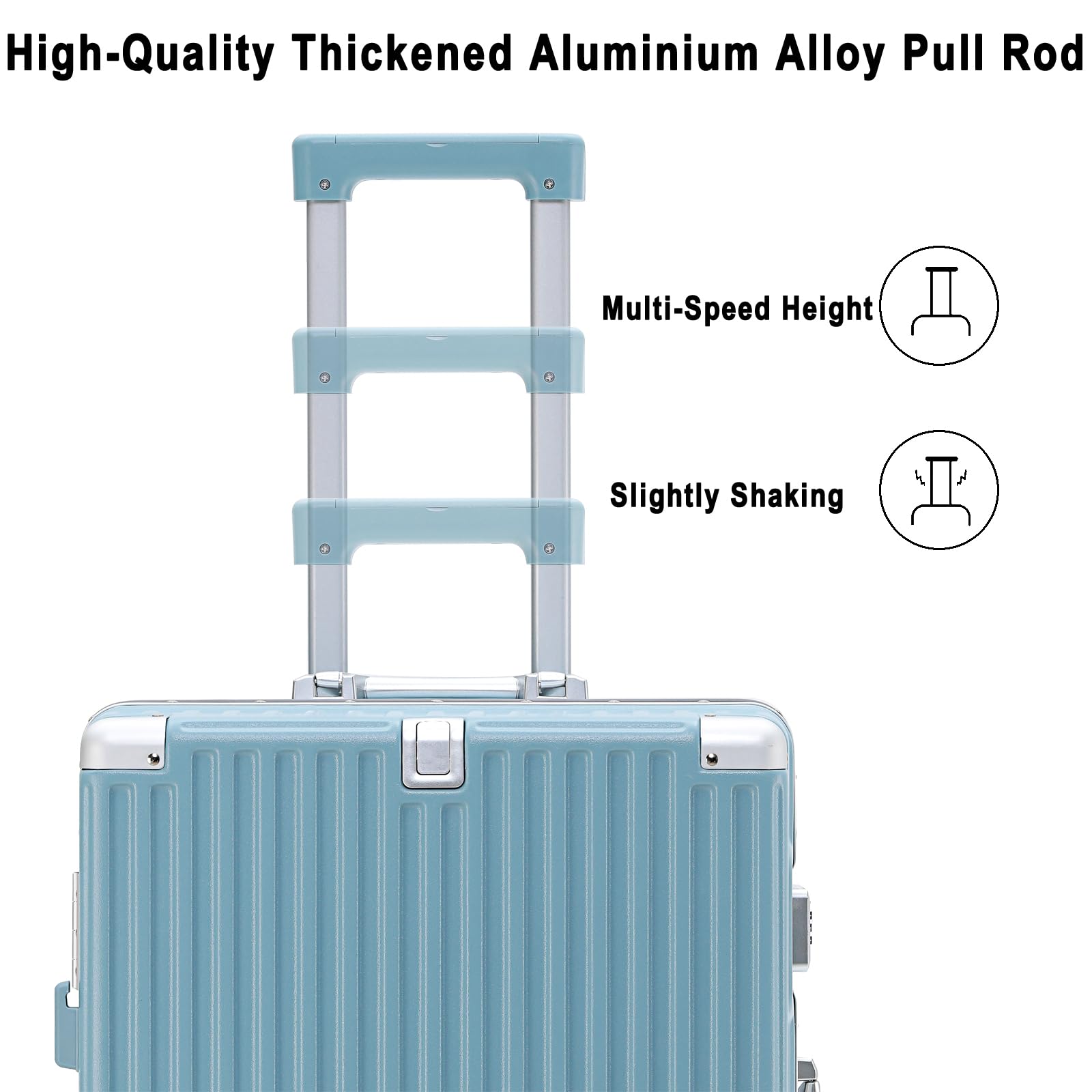 Valise De Voyage Roulette Suitcase Valise Cabine Valise Moyenne Taille Valise sans Fermeture Éclair avec Porte-Gobelet, Support pour Téléphone Portable Et Port De Charge USB,Bleu,26in