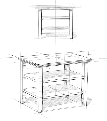 Miniatura 267 de Mesa auxiliar Acadian de Simpli Home, Madera Negro -,Marrón castaño,Azul costero envejecido,Distressed Grey,Casa de campo café,casa de campo