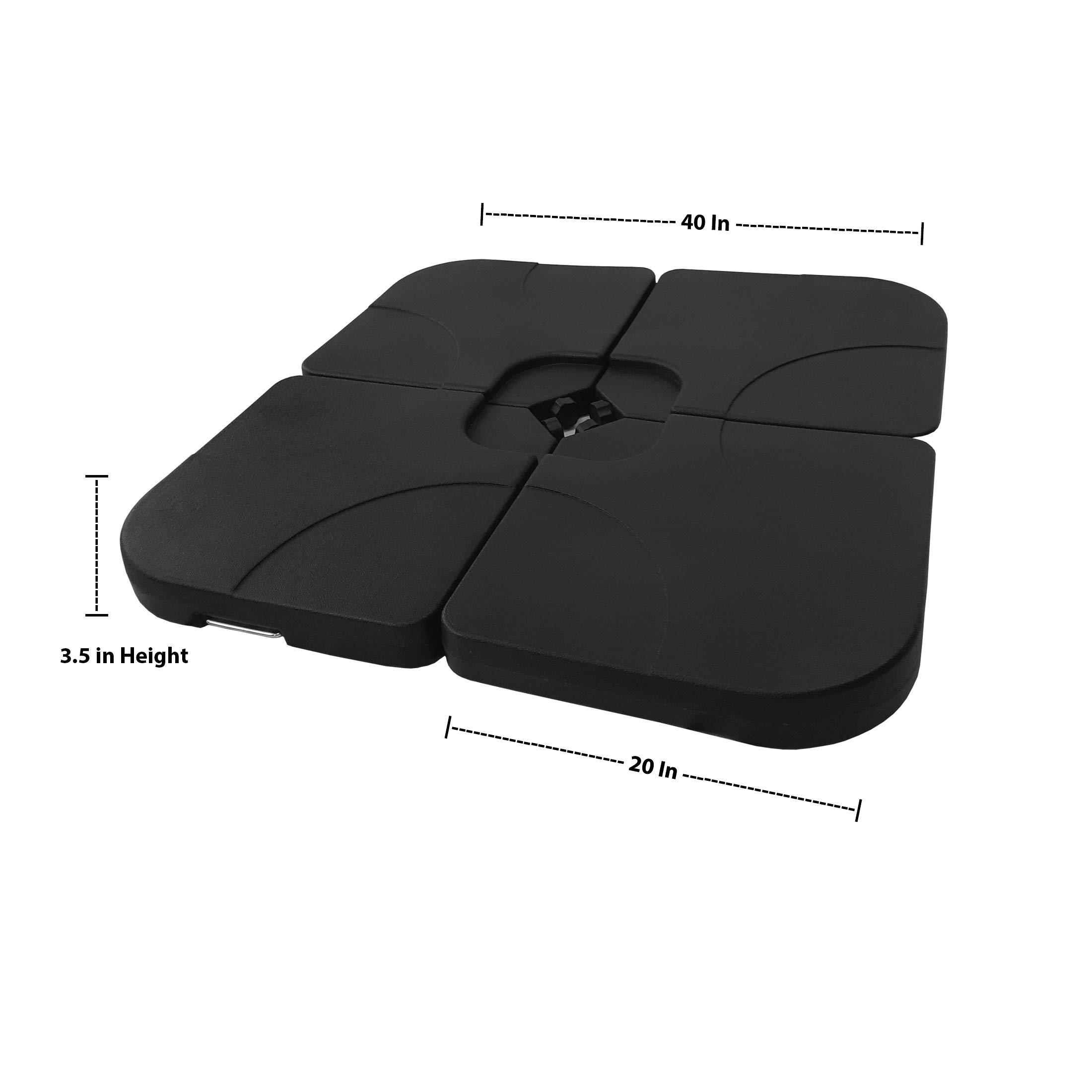 WestinTrends 4-Piece Universal Cantilever Offset Square Base Outdoor Patio Umbrella Weights Heavy Duty, Fill with Water or Sand, Black