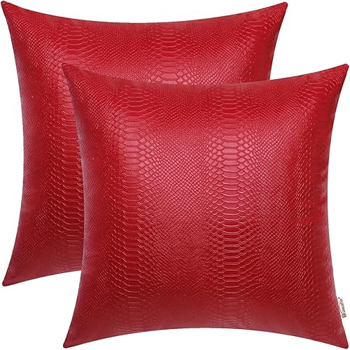 Miniatura 190 de BRAWARM Fundas de almohada de piel sintética de 16 x 16 pulgadas, paquete de 2 fundas de almohada de cuero plateado, almohadas decorativas de piel