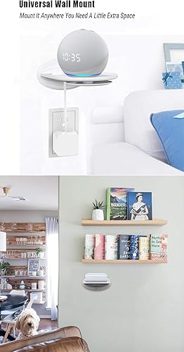 Miniatura 7 de Estante de montaje en pared, compatible con Echo Spot, Echo Pop, Echo Dot, HomePod Mini, Google Home, con almacenamiento de cable, fácil