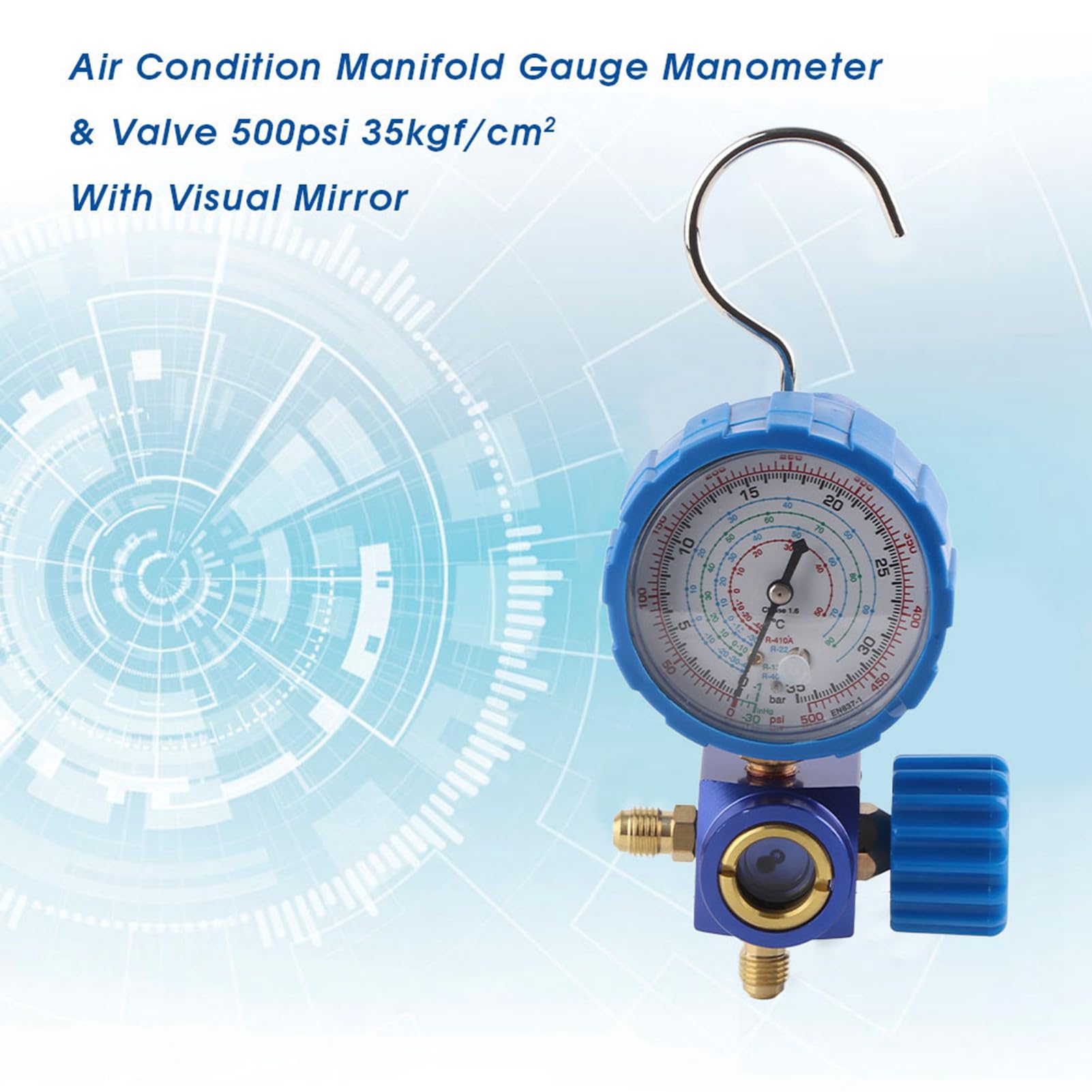 Respicefinem Ac Gauges Manifold Gauge Set 14.0×10.0×5.0 Condition Manifold Gauge Manometer Amp 500Psi 35Kgf Cm with Visual Mirror Digital Hvac Manifold Gauge Set