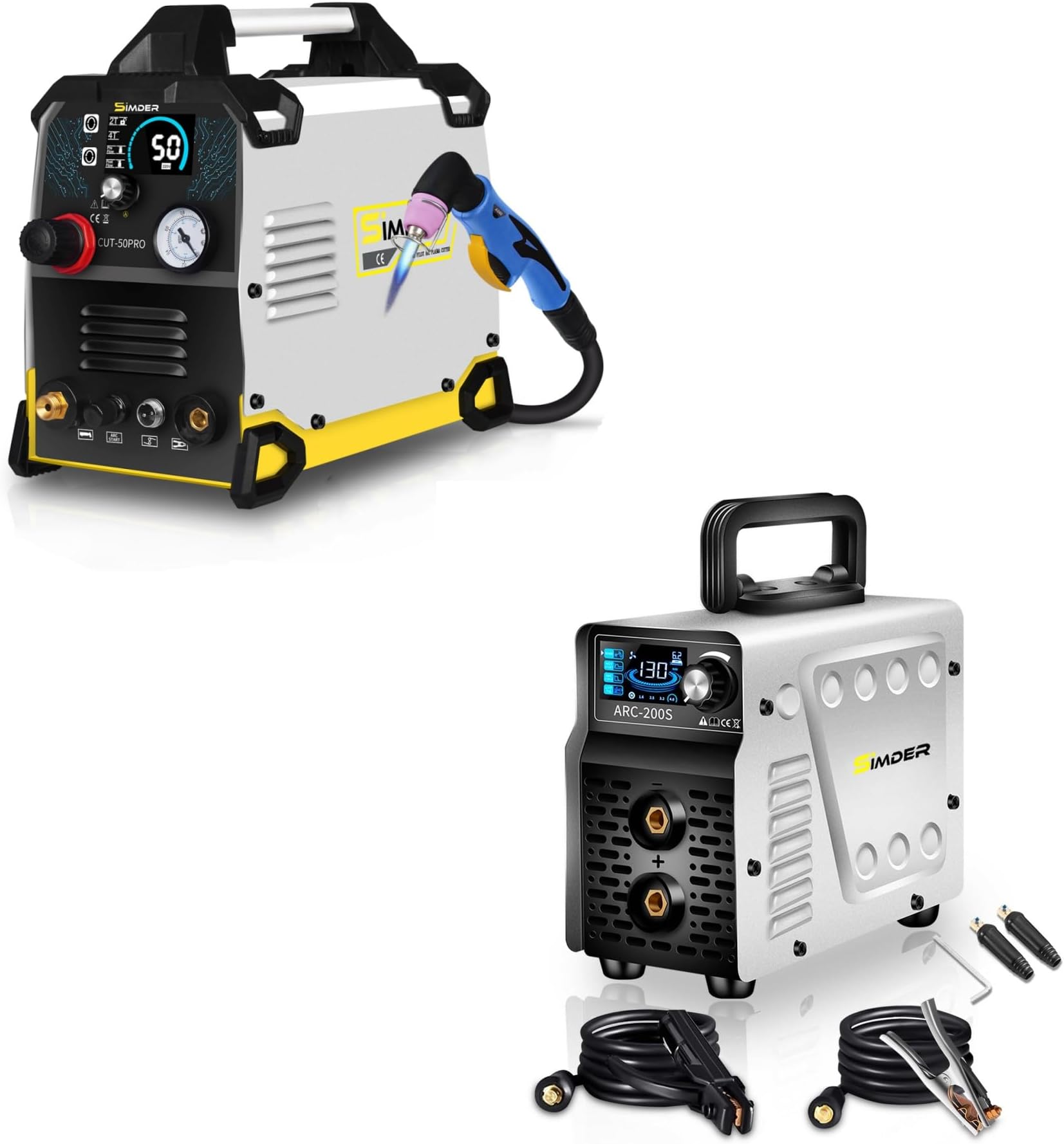 SSIMDER 50Amp Non-Touch Pilot ARC Plasma Cutter CUT50PRO & SSIMDER Mini Stick Welder Machine 110v/220v SSIMDER Mini Stick Welder Machine 110v/220v 130A 2 In 1 Stick/LIFT TIG Welding Machine