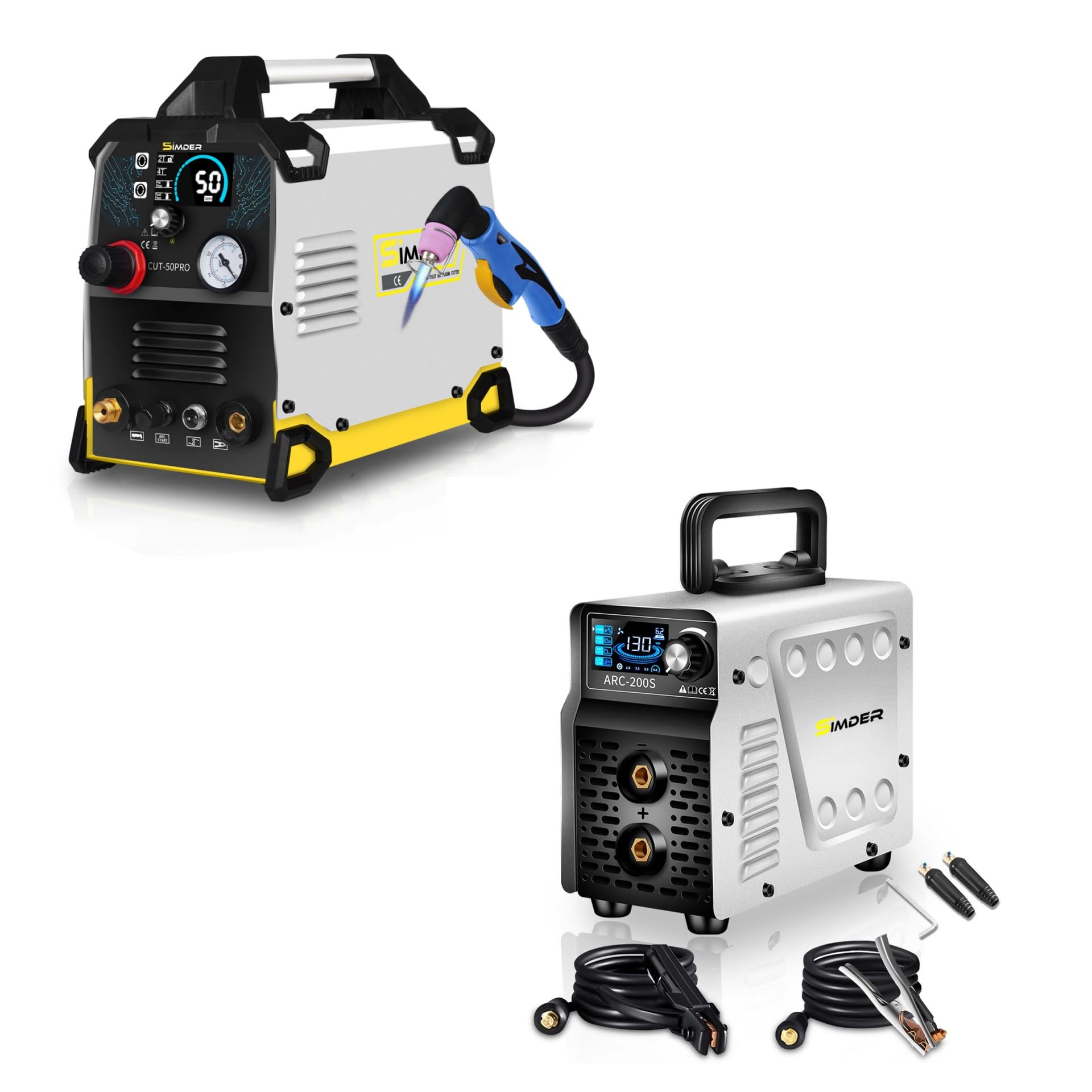 SSIMDER 50Amp Non-Touch Pilot ARC Plasma Cutter CUT50PRO & SSIMDER Mini Stick Welder Machine 110v/220v SSIMDER Mini Stick Welder Machine 110v/220v 130A 2 In 1 Stick/LIFT TIG Welding Machine
