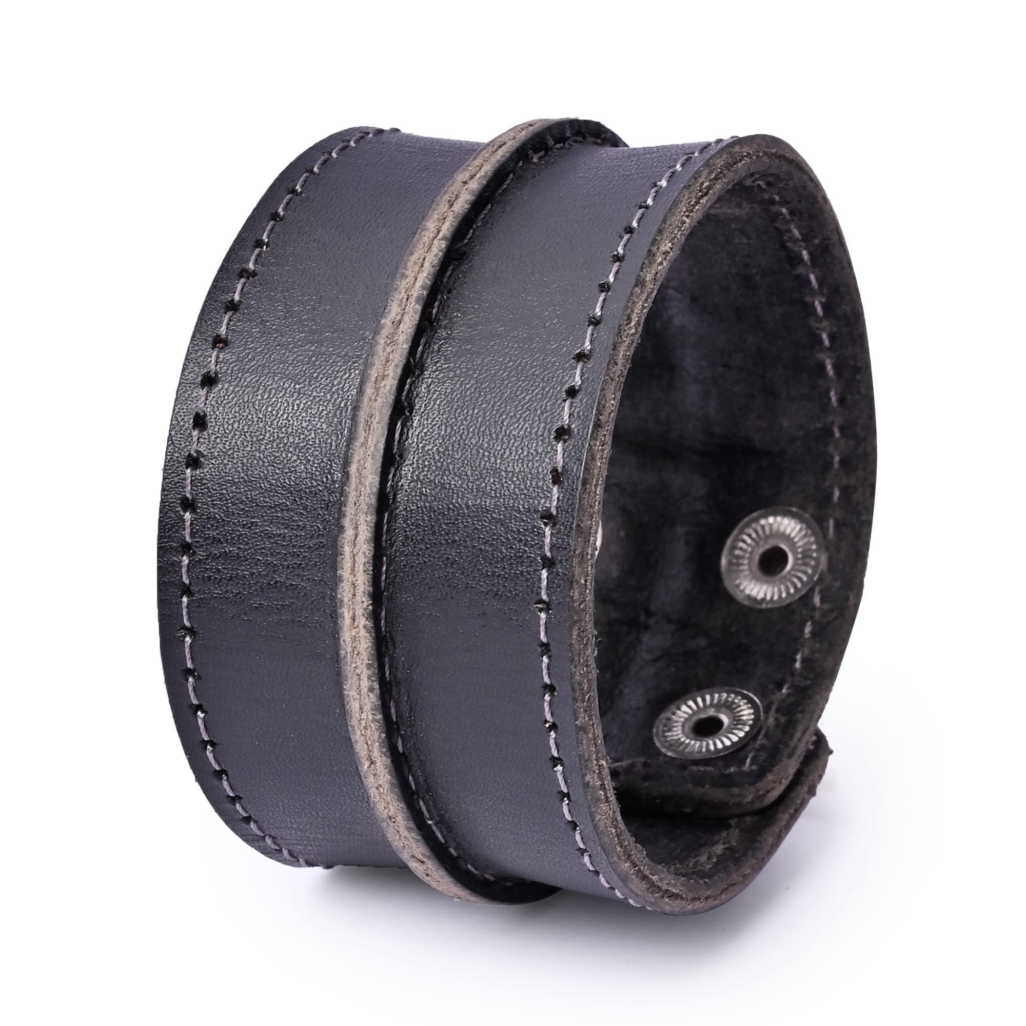 Urbanity Black Genuine Leather Wrist Band Designer Bracelet Friendship Band For Men/Women (Black) (B09CKYGVSW) Amazon Price History, Amazon Price Tracker