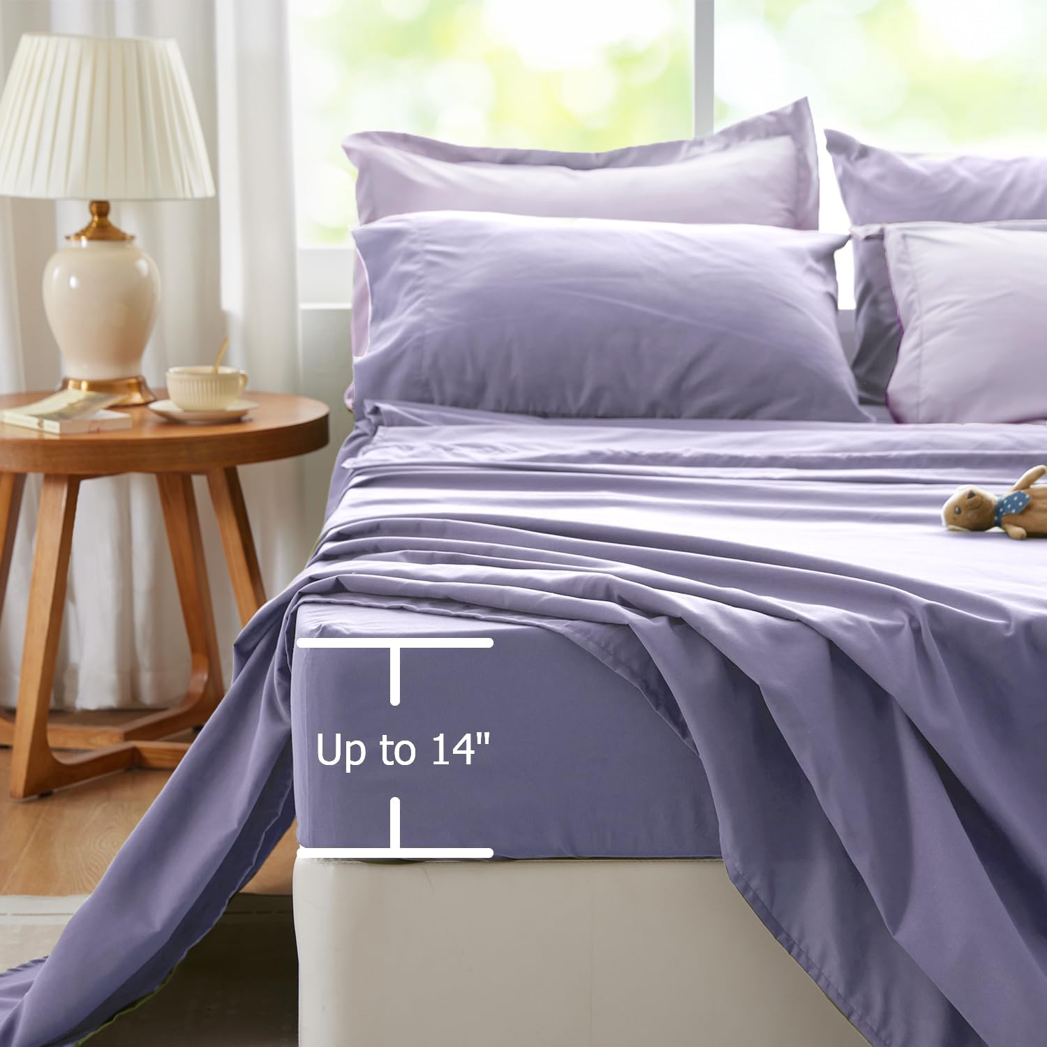 Purple Lavender Comforter Set, 7 Piece Soft Bed in a Bag - Reversible Bedding Set, Assortment of Sheets, Pillowcases & Shams, All Seasons Boho Queen Bed Set - Image 2