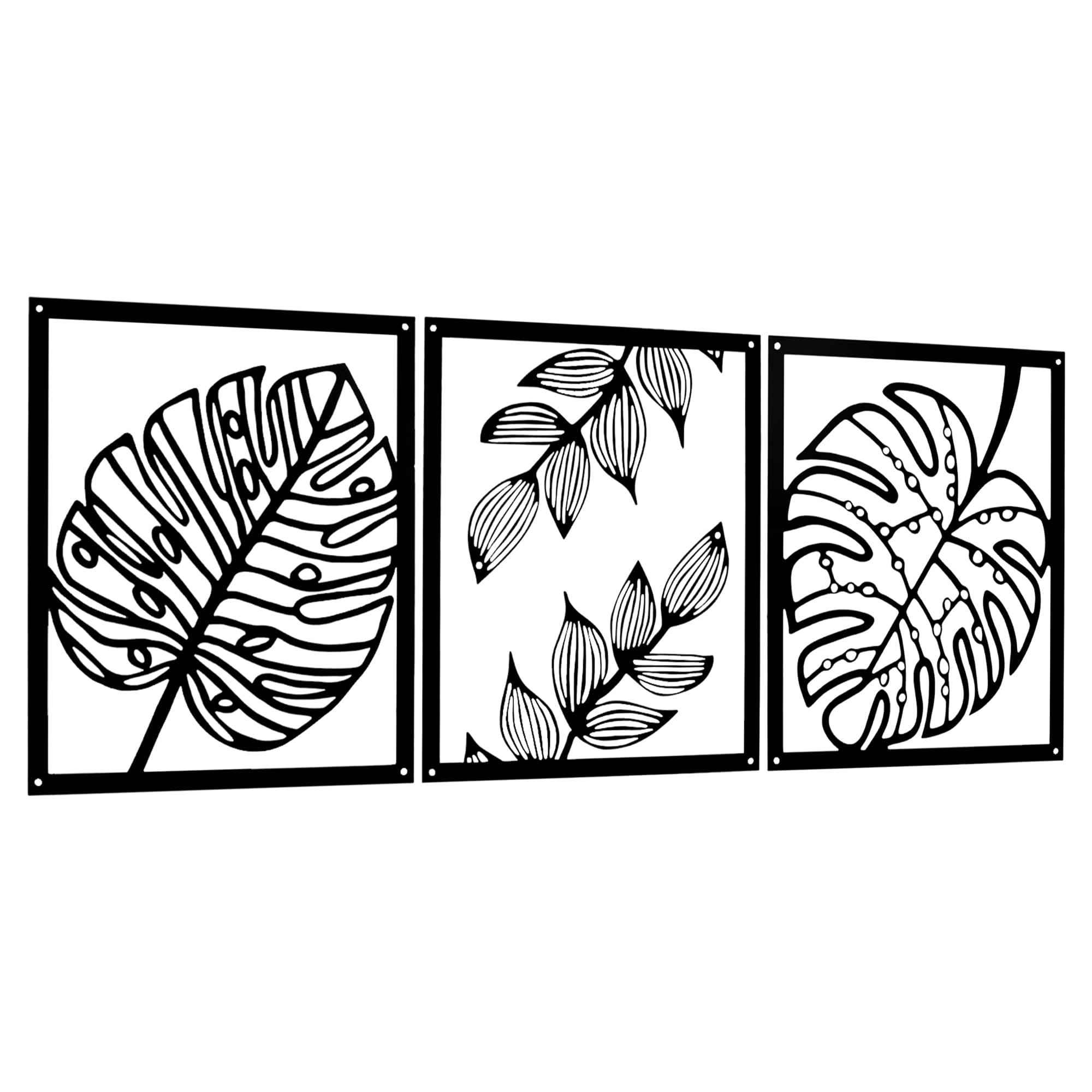 Swiftful Metal Flowers Wall Decor – Set of 3 Metal Wall Art for Living Room – 12” x 14” Metal Wall Decoration for Bedroom – Modern 3D Flower Wall for Kitchen and Bathroom - Black Wall Decor
