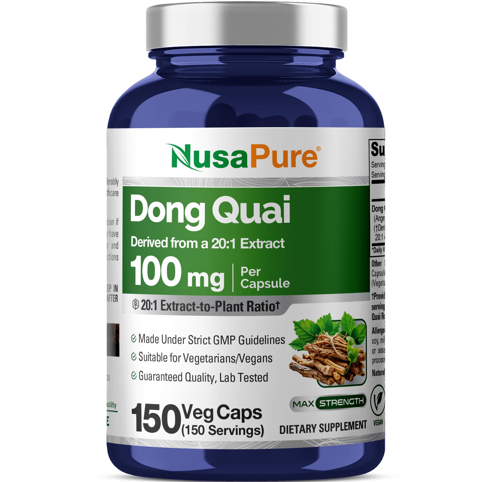 Dong Quai, Non-GMO, Vegan, 100mg, 150 Vegetarian Capsules - 150 Servings