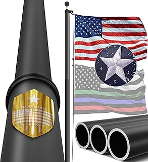 20FT Heavy Duty Flag Pole – Tapered Design,2.4" Bottom Tube,100MPH Wind-Tested,Aluminum Residential Flagpole Kit with USA Flag & Complete Hardware | Great for Patriotic Displays & Gift Giving