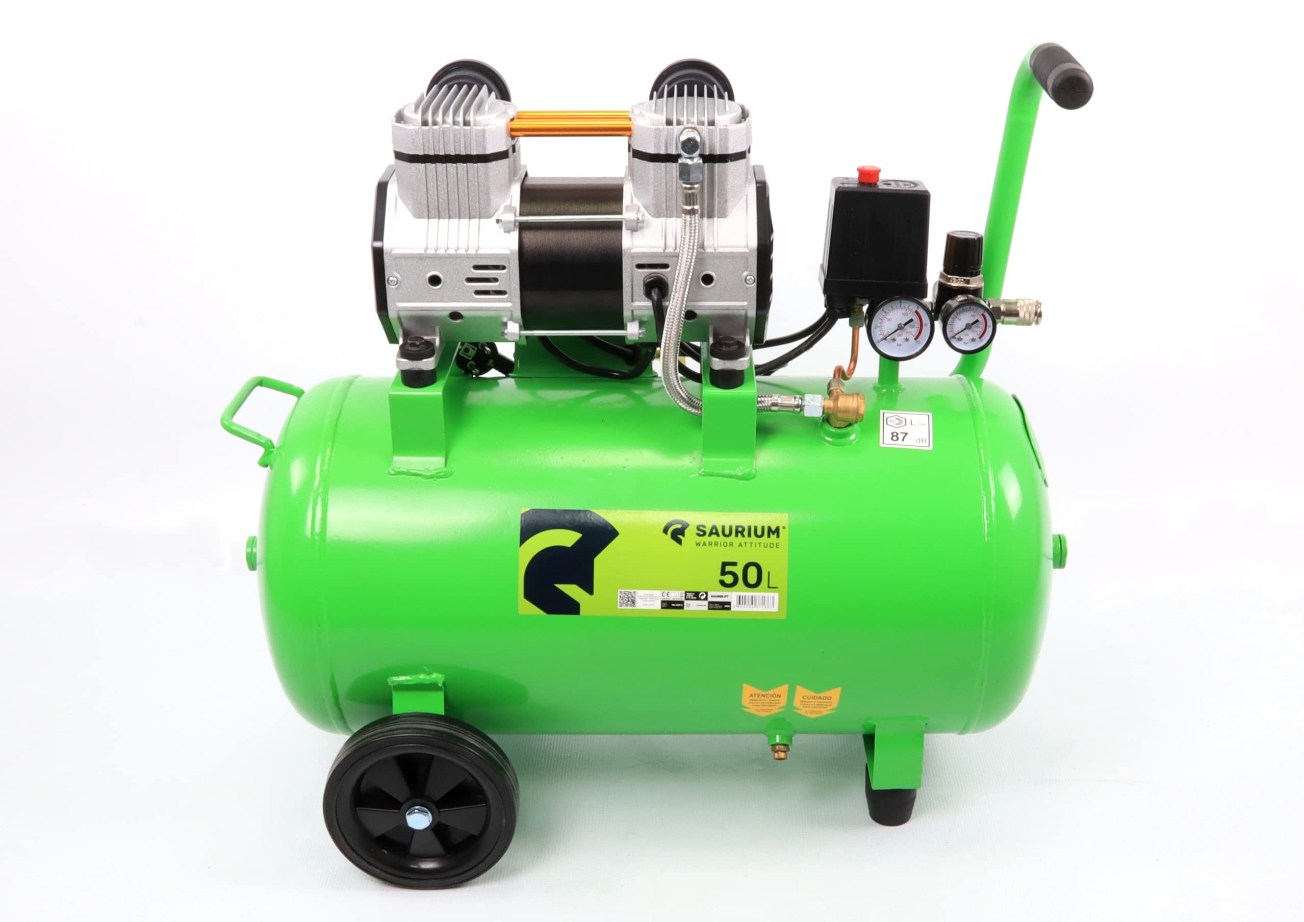 Compresor de Aire, 50L, 2HP, Cabezal Doble - SAURIUM® | 37186
