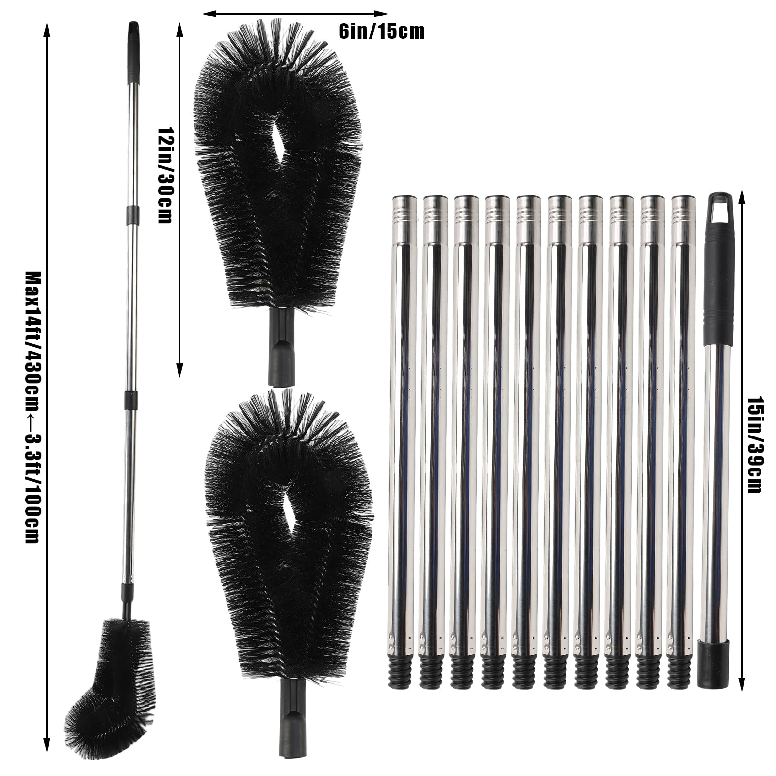 Sonhomay Gutter Cleaner Brush 14 feet Telescopic Long Gutter Cleaning Brush Roofing Tool Bendable Cleaner Ability to Easily Clear roof Leaves - Image 2