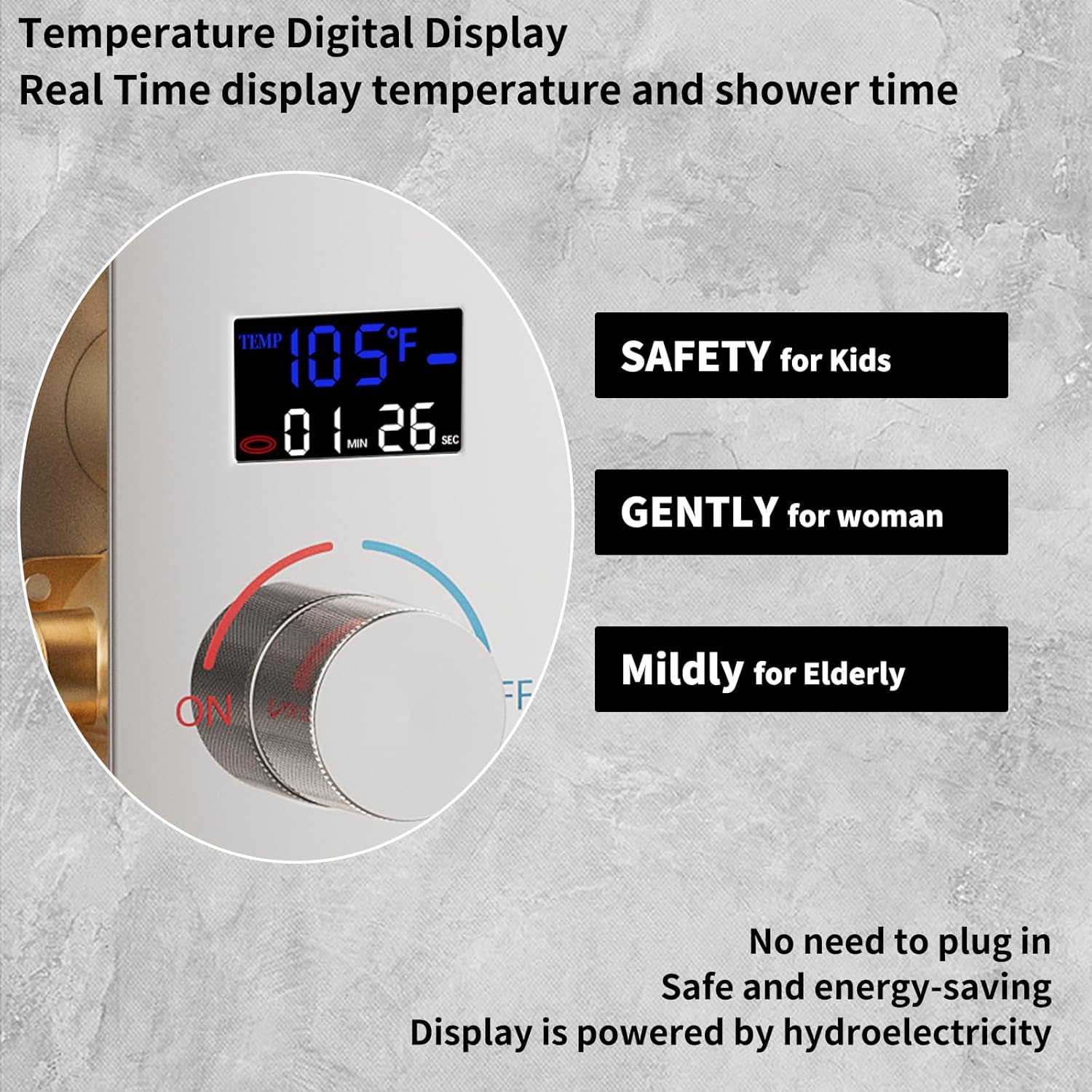 Full Body Shower System Digital Display Bathroom Shower Faucet Set with 16 x 26 Inch Ceiling Rain LED Shower Head, Handheld Shower and 6 PCS Body Jets,Polished Chrome