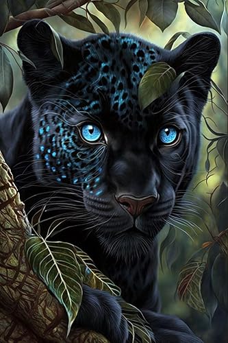 Miniatura 1 de Kit de pintura de diamante 5D para adultos, árbol de arte de diamantes de pantera negra, pintura de diamante completo de diamante, kit de