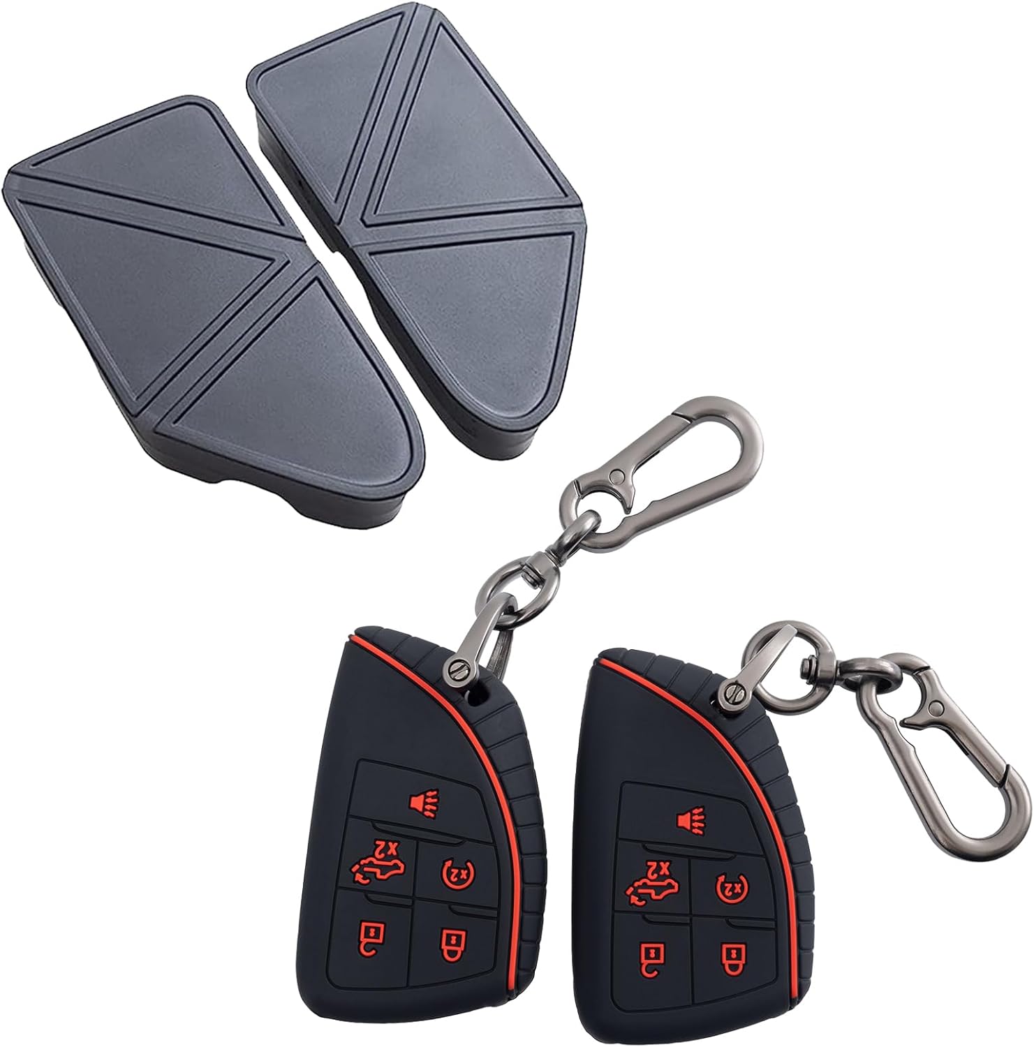 JKCOVER Bed Rail Stake Pocket Covers and Key Fob Cover Red Compatible with 2022 2023 Chevy Silverado 1500 and 2022 2023 GMC Sierra 1500 Accessories