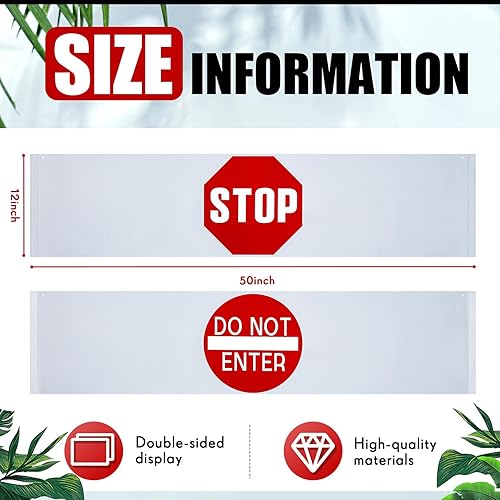 Miniatura 2 de Peryiter 2 carteles de seguridad de protección de puerta de 50 x 12 pulgadas, combinación de doble cara, letrero de no entrar para dormitorio, tira